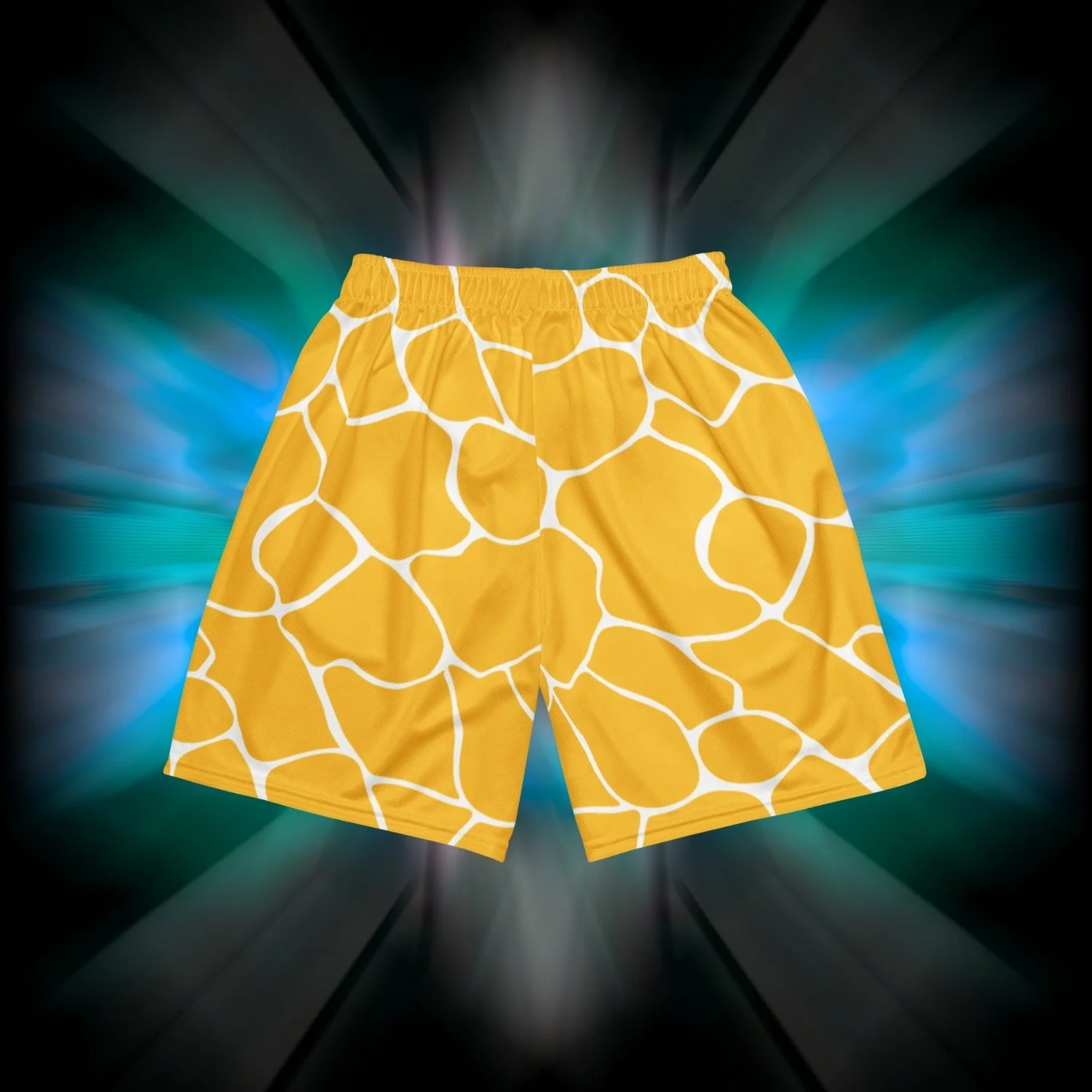 Apesthetics Cement mesh gym shorts yellow white pattern rear view