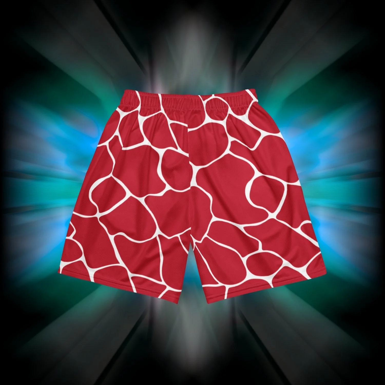Apesthetics Cement mesh gym shorts red white pattern rear view