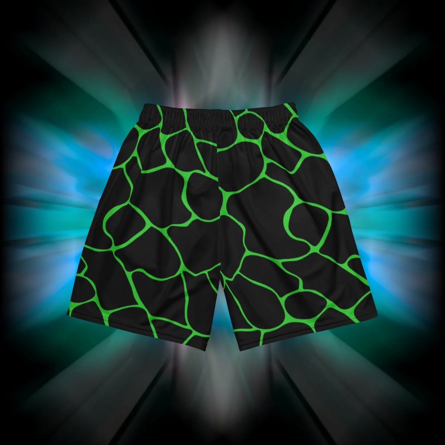 Apesthetics Cement mesh gym shorts black green pattern rear view