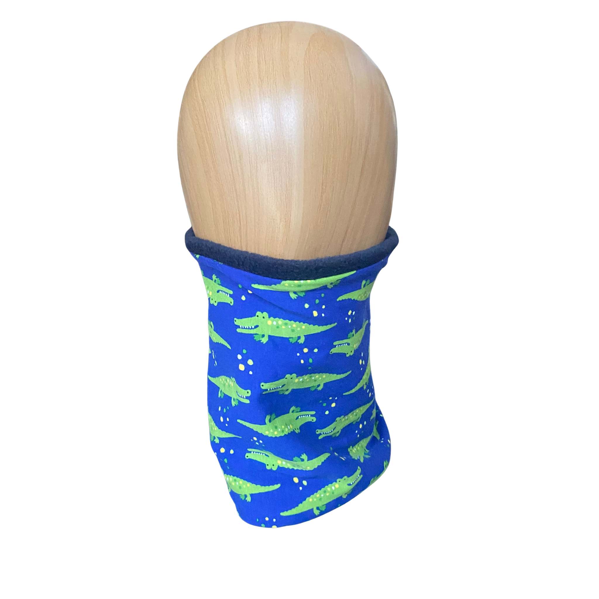 Child / Toddler Snood -  Green alligator on blue background