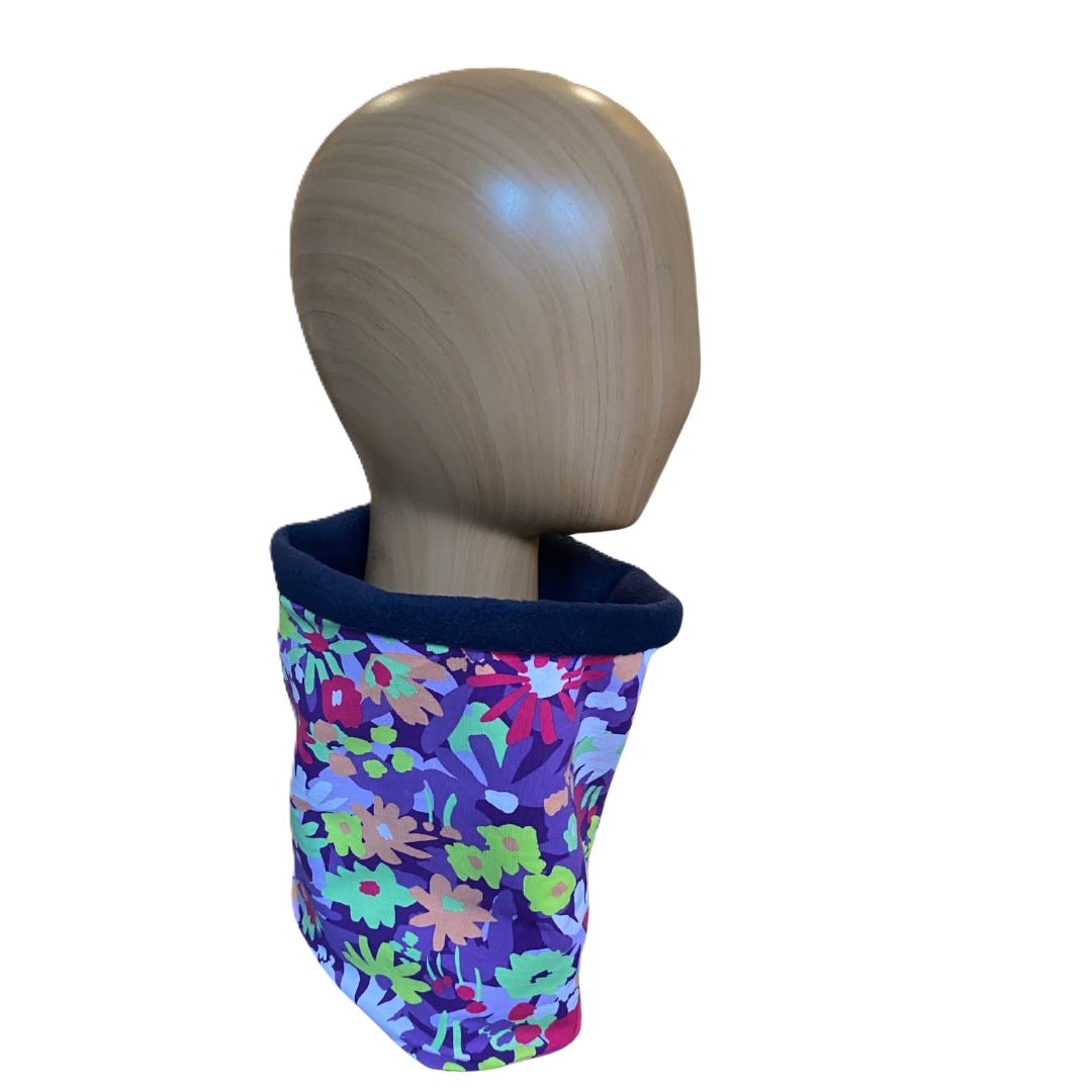 Ladies  Casual Snood -  Retro mixed colour flowers on purple