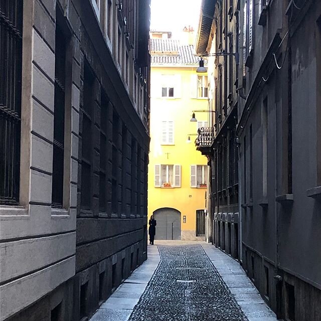 Street in Milan Brera district love the sunny yellow on a bright winters day # architecture # streets # Milan Italy # interiors design