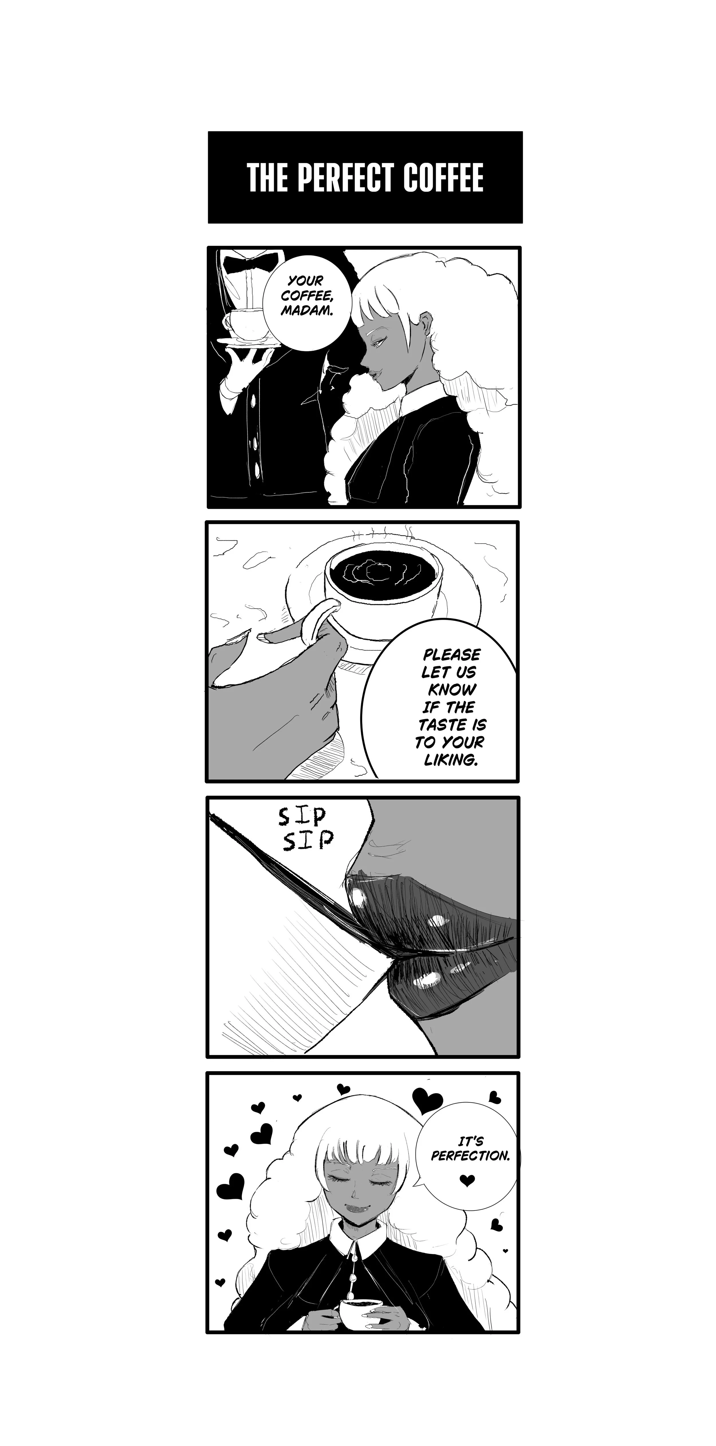 "The Perfect Coffee." A comic by Leland Frogmen.