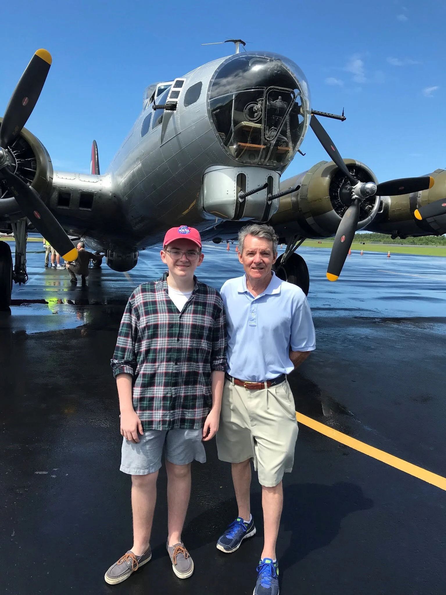 Steve and grandson Jack Farmer just before their ride on a B-17 WWII bomber in 2018