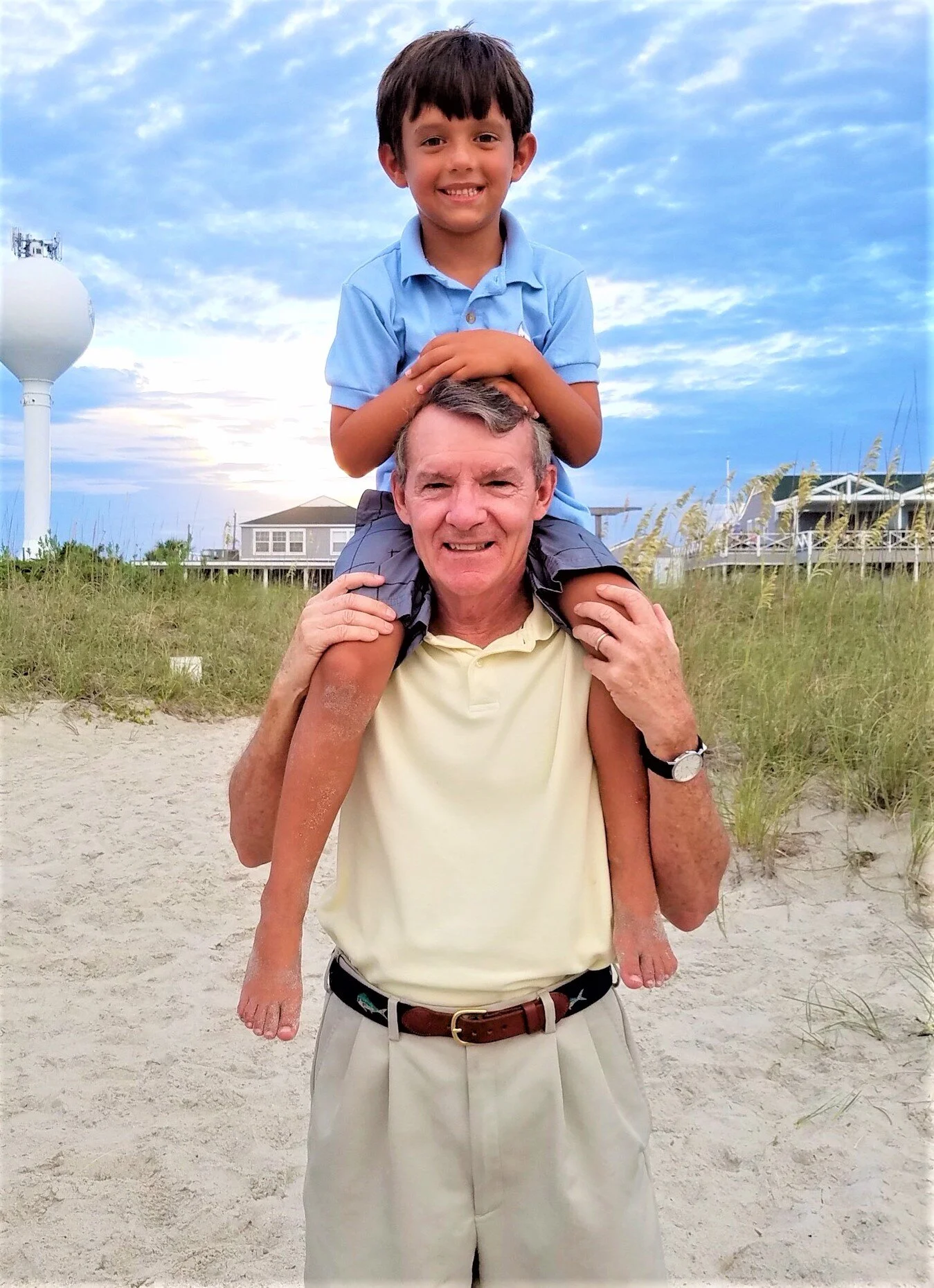 Steve and grandson Coale at Wrightsville Beach, NC around 2016 or 2017..