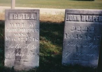 John (1789-1847) and Delila Harper (1796-1846) grave markers