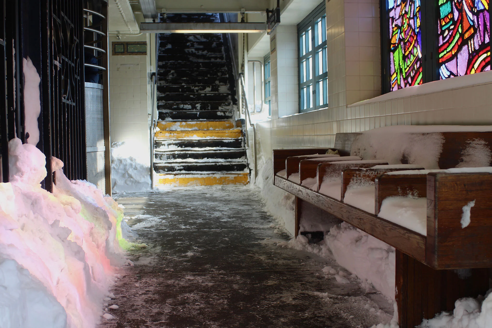 snow and the subway in nyc, new york
