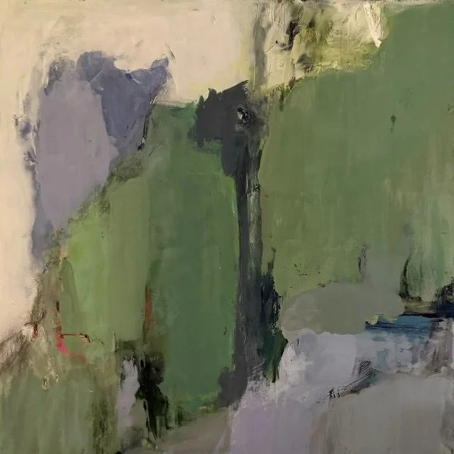 CHELSEA 20x20 encaustic and oil stick on wooden cradle board