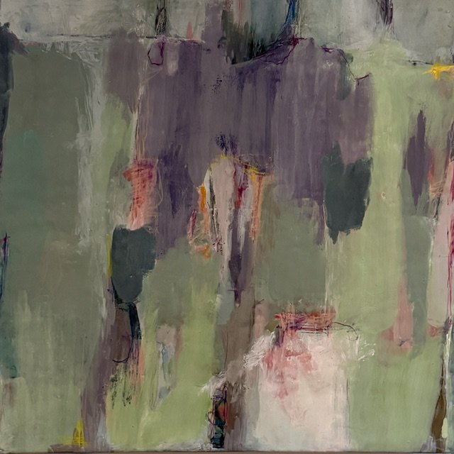 BASS HARBOR 2 24x24 encaustic and oil stick on wooden cradle board