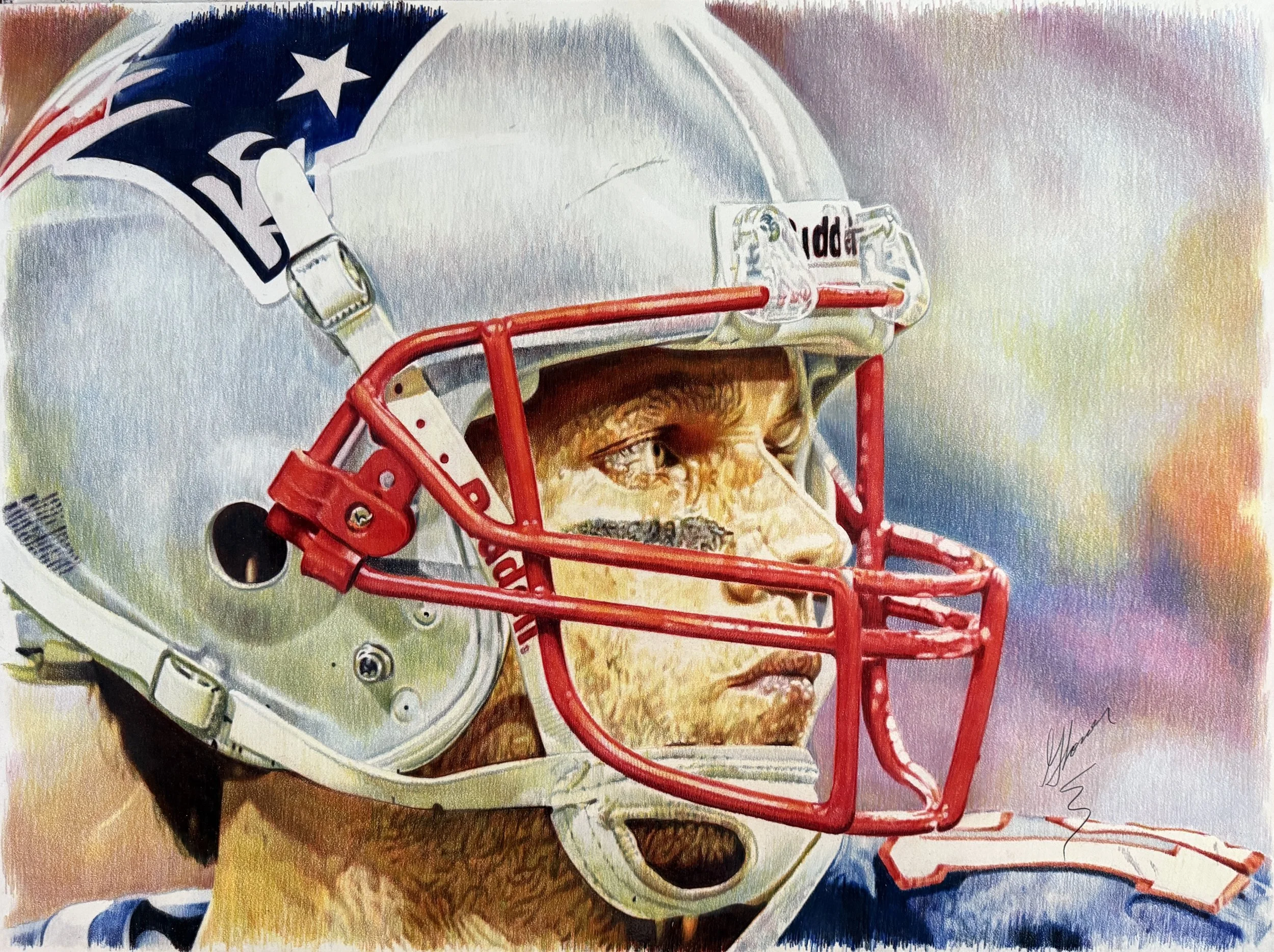 Tom Brady Patriots #3. 
Colored Pencil
30” x 40” available