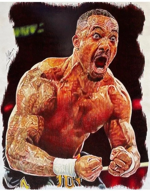 WWE Superstar Montez Ford, Colored Pencil, 26"x 35"
Available: