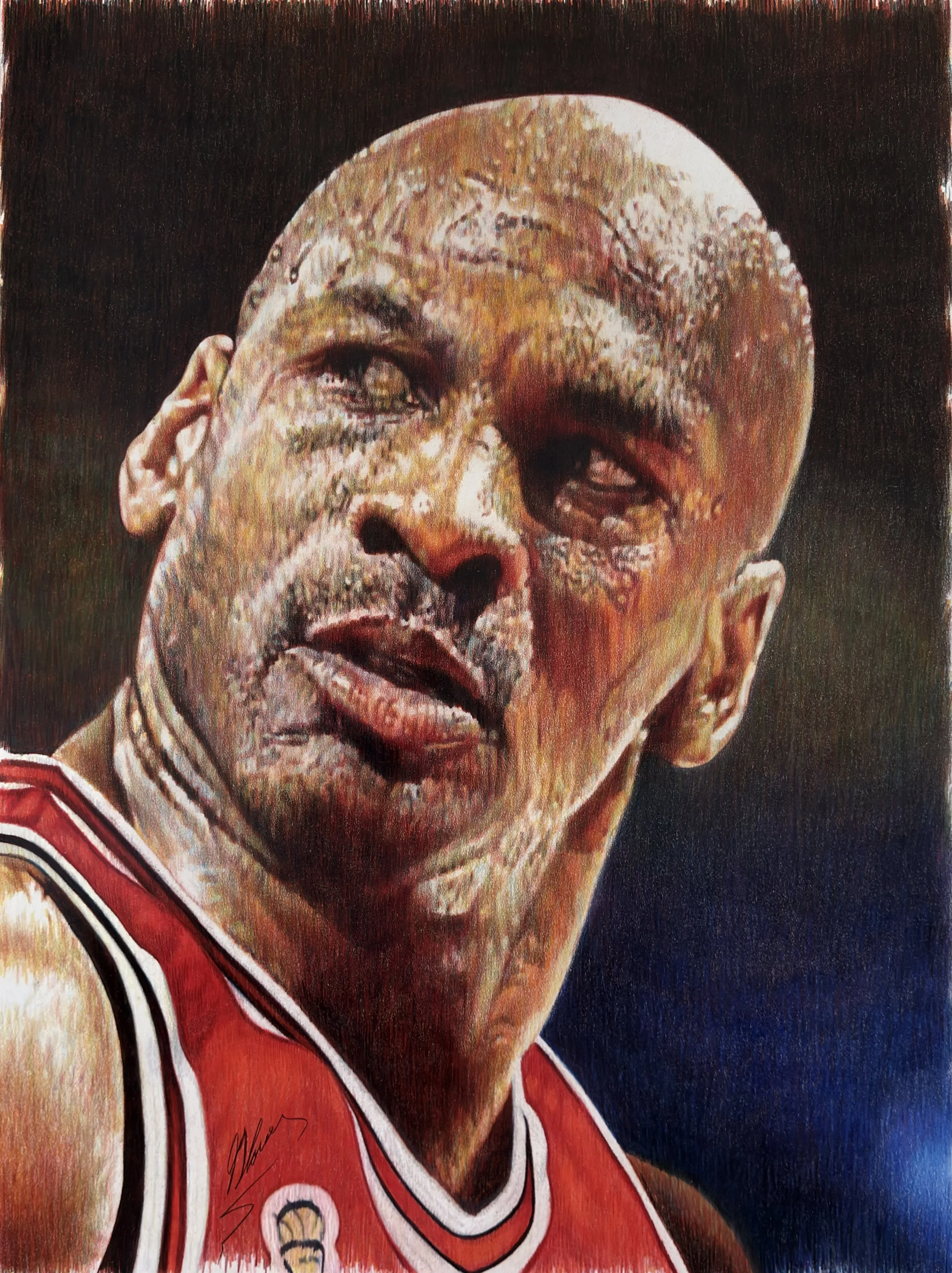 Michael Jordan, Chicago Bulls, Colored Pencil, 30” x 40” 
Available 

