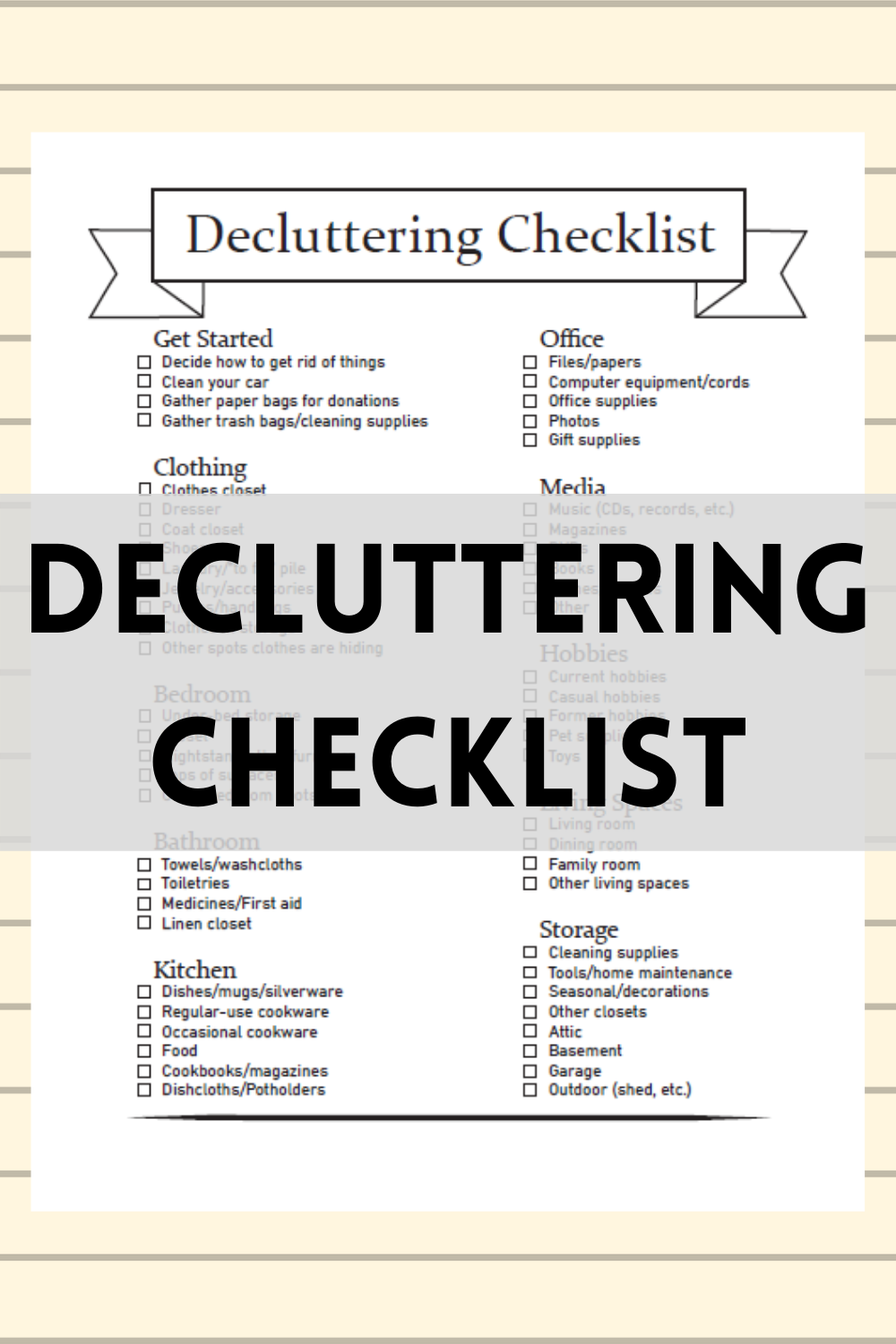 Decluttering Checklist Pdf | Ultimate FREE Comprehensive KonMari ...