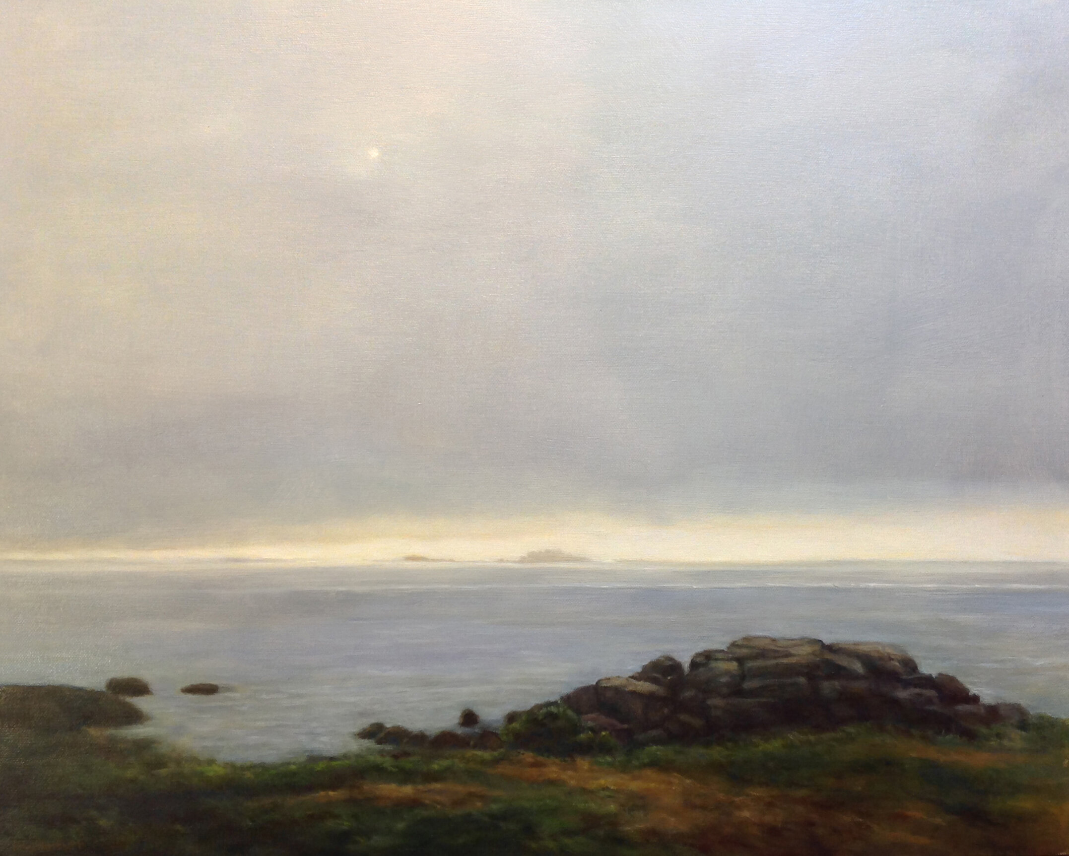  Mary Lou Schempf  Morning Fog, Corea, Maine,  16” x 20”, oil on canvas  (available)  