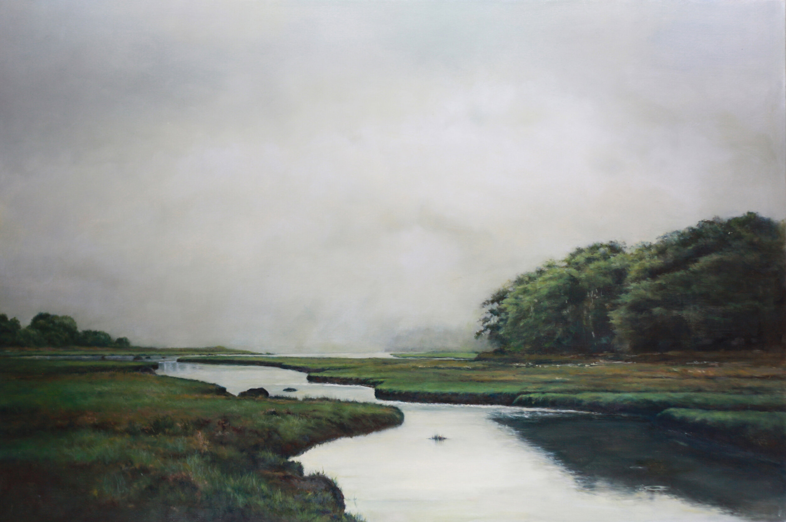  Mary Lou Schempf  Barn Island Fog,  24” x 36”, oil on canvas   (private collection)  