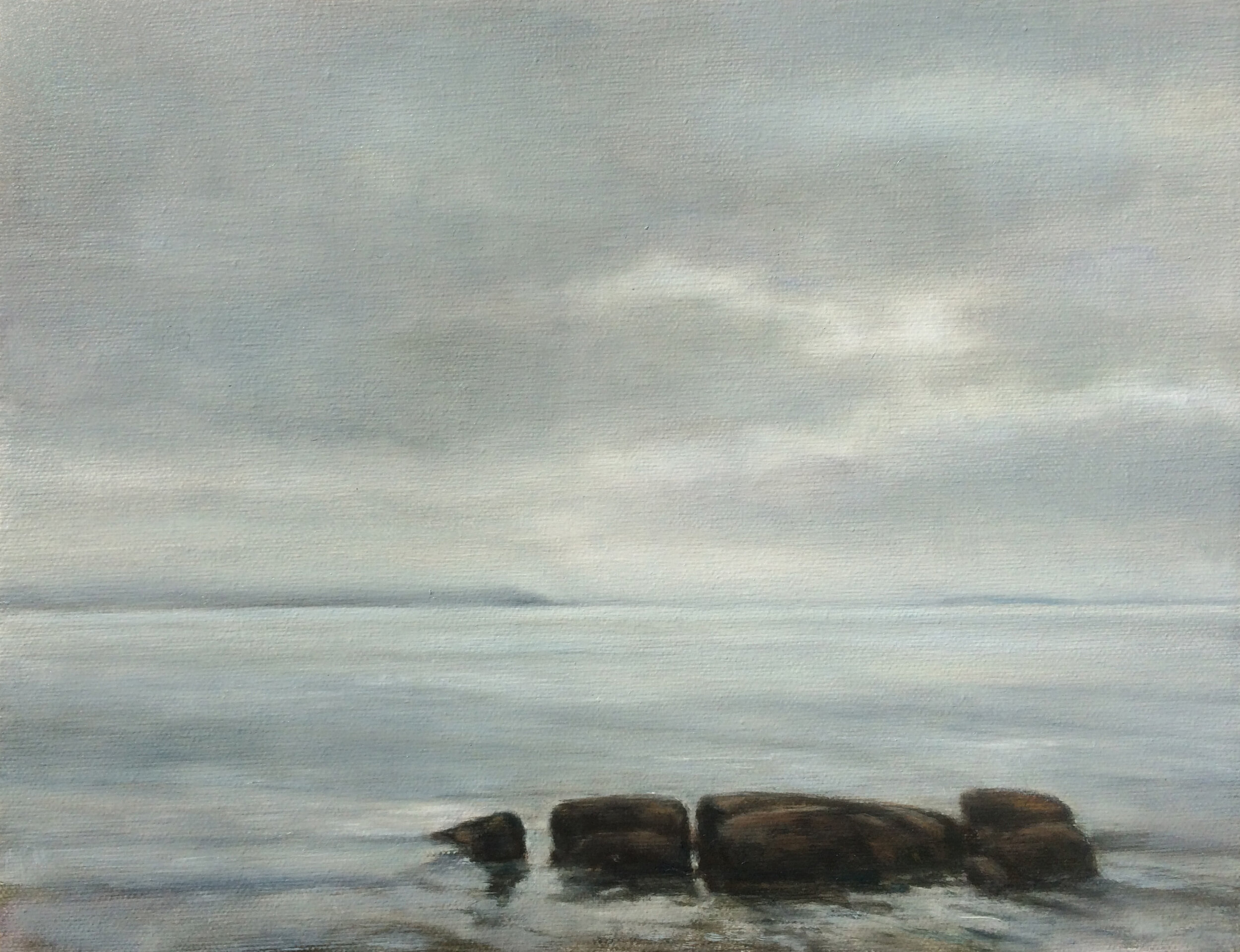  Mary Lou Schempf  Maine Fog,  9” x 12”,  oil on canvas  (private collection)  
