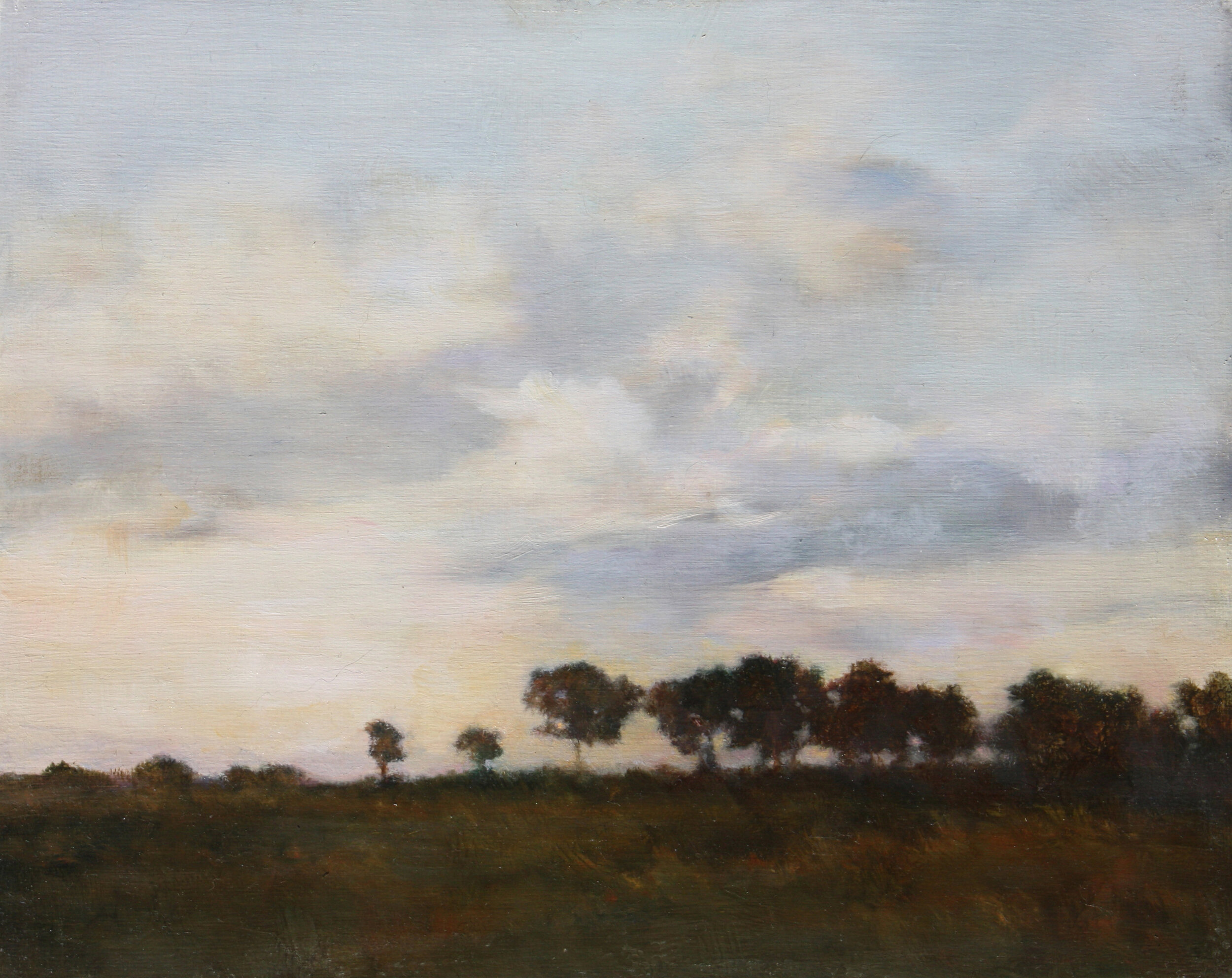  Mary Lou Schempf  Trees at Dusk,  8” x 10”, oil on board   (private collection)  
