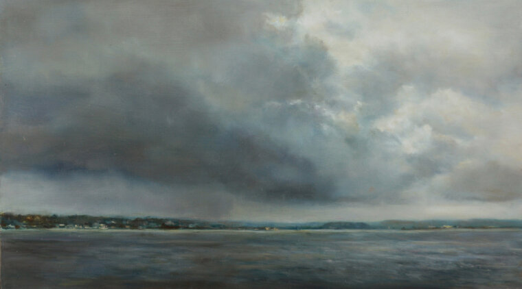  Mary Lou Schempf  Storm over Stonington,  10” x 20”, oil on canvas  (private collection)  