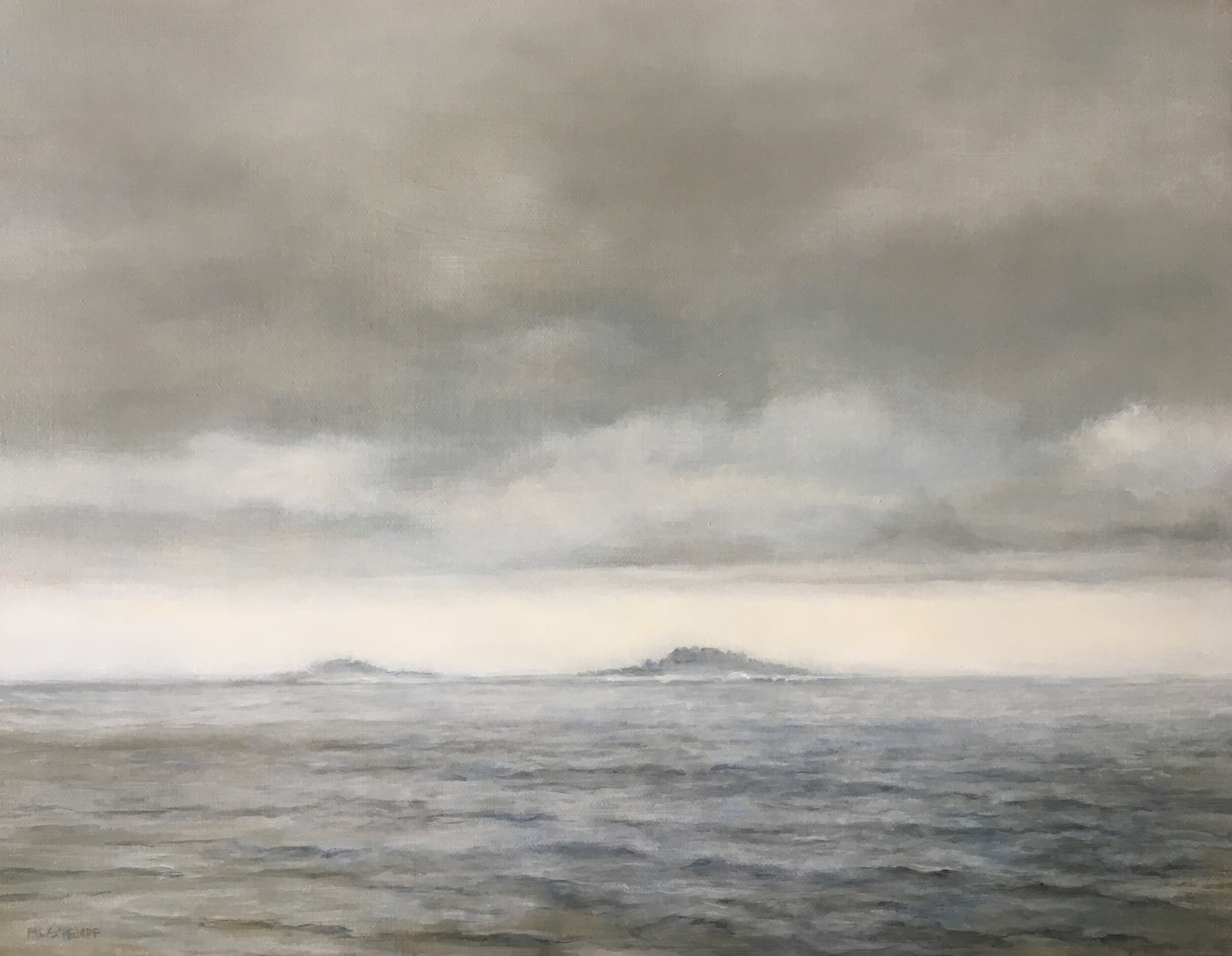  Mary Lou Schempf  Gouldsboro Bay Fog,  11” x 14”, oil on linen  (private collection)  