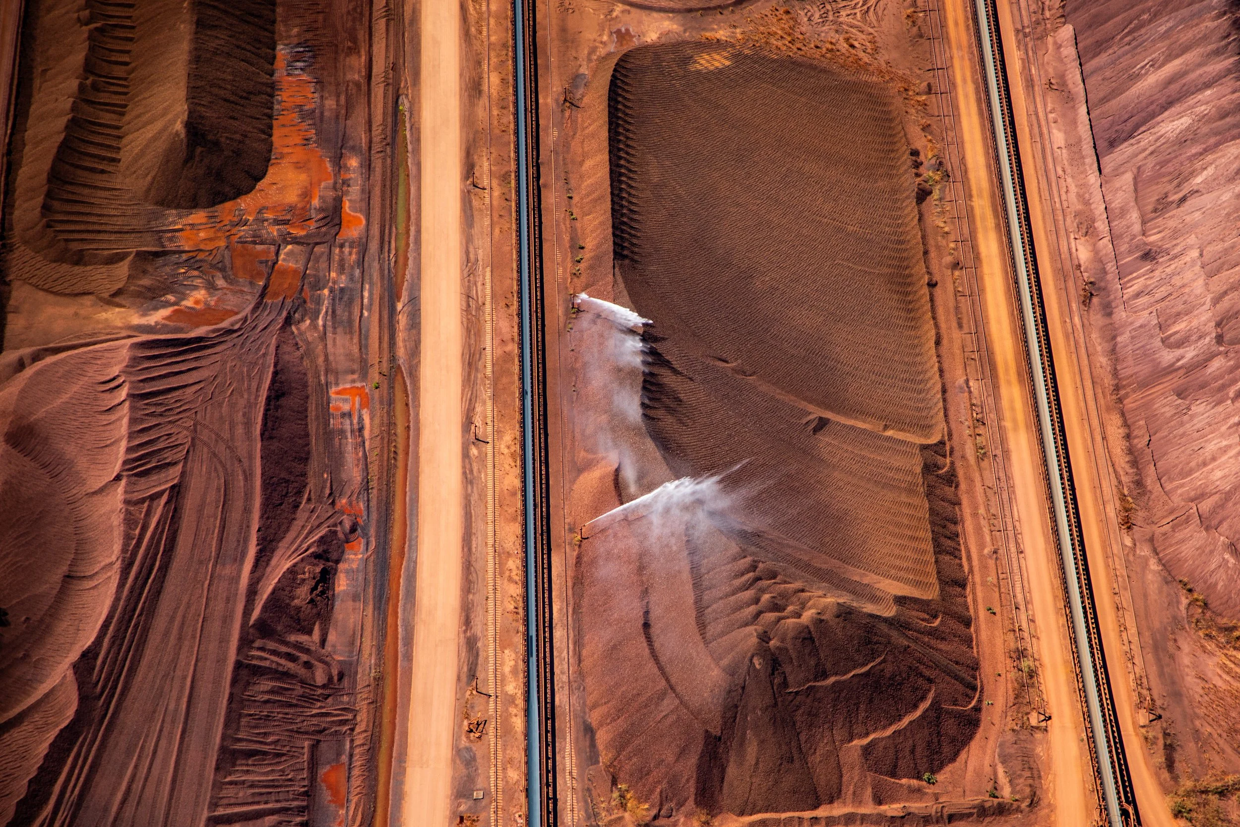 Iron Ore processing before loading on carriers destined for China, Port Hedland, Western Australia