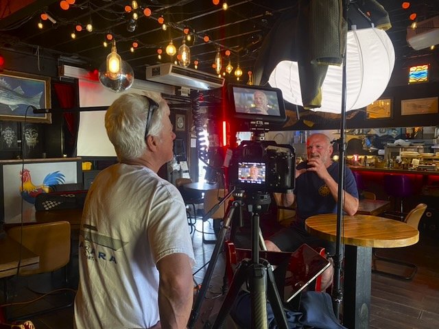 Interviewing Chef Whit for the documentary film "Whit's End", The Rockaways, NY