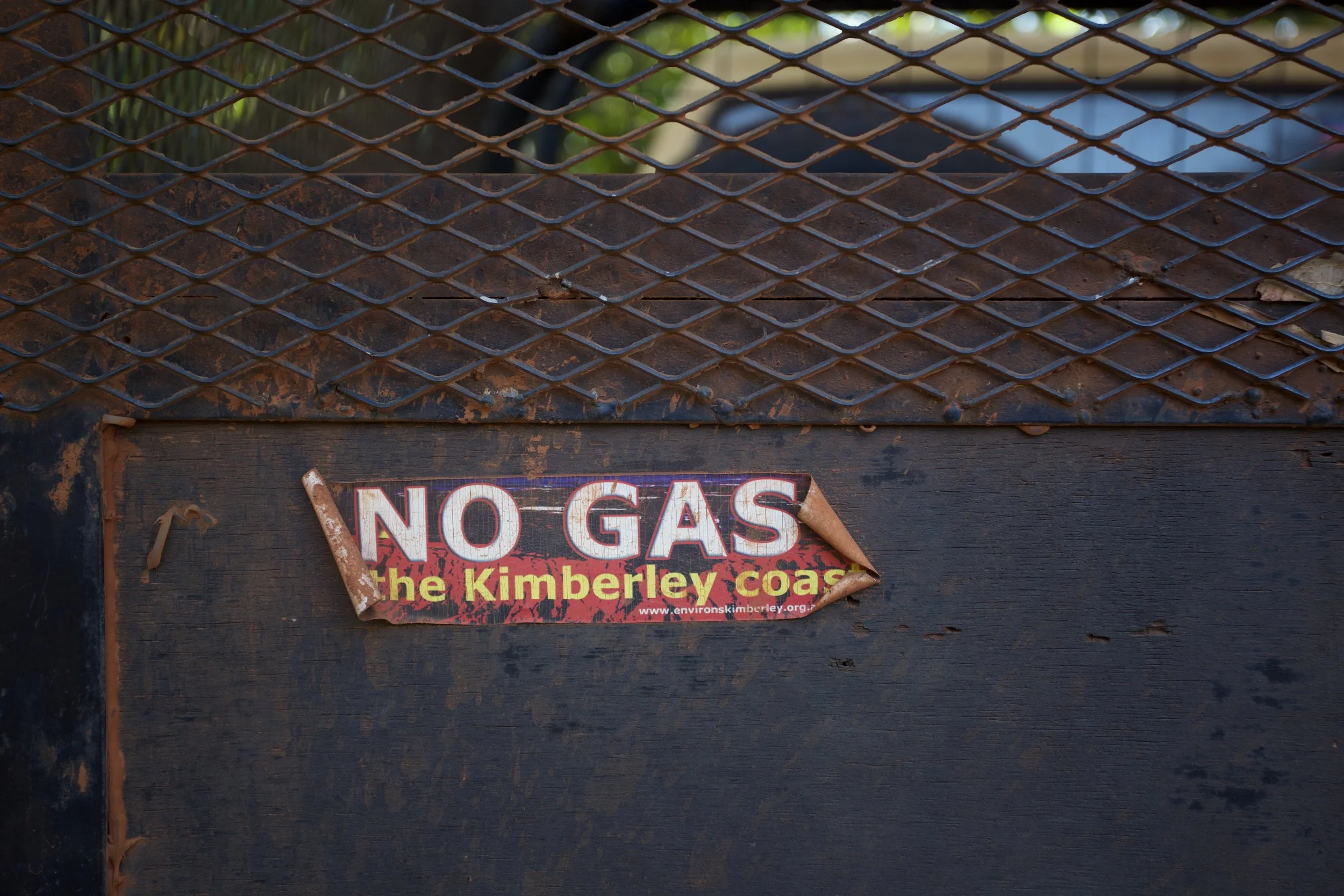 No Gas sticker used to protest the $30B LNG Plant on scared land at James Price Point near Broome, WA