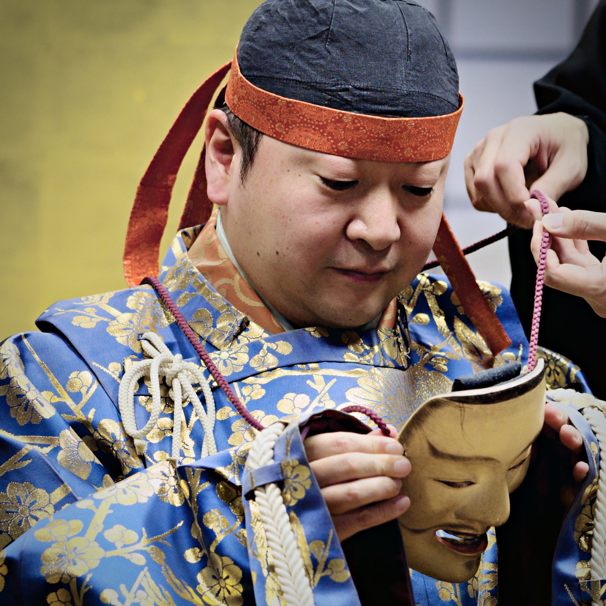 Traditional Noh dancer preparing for performance