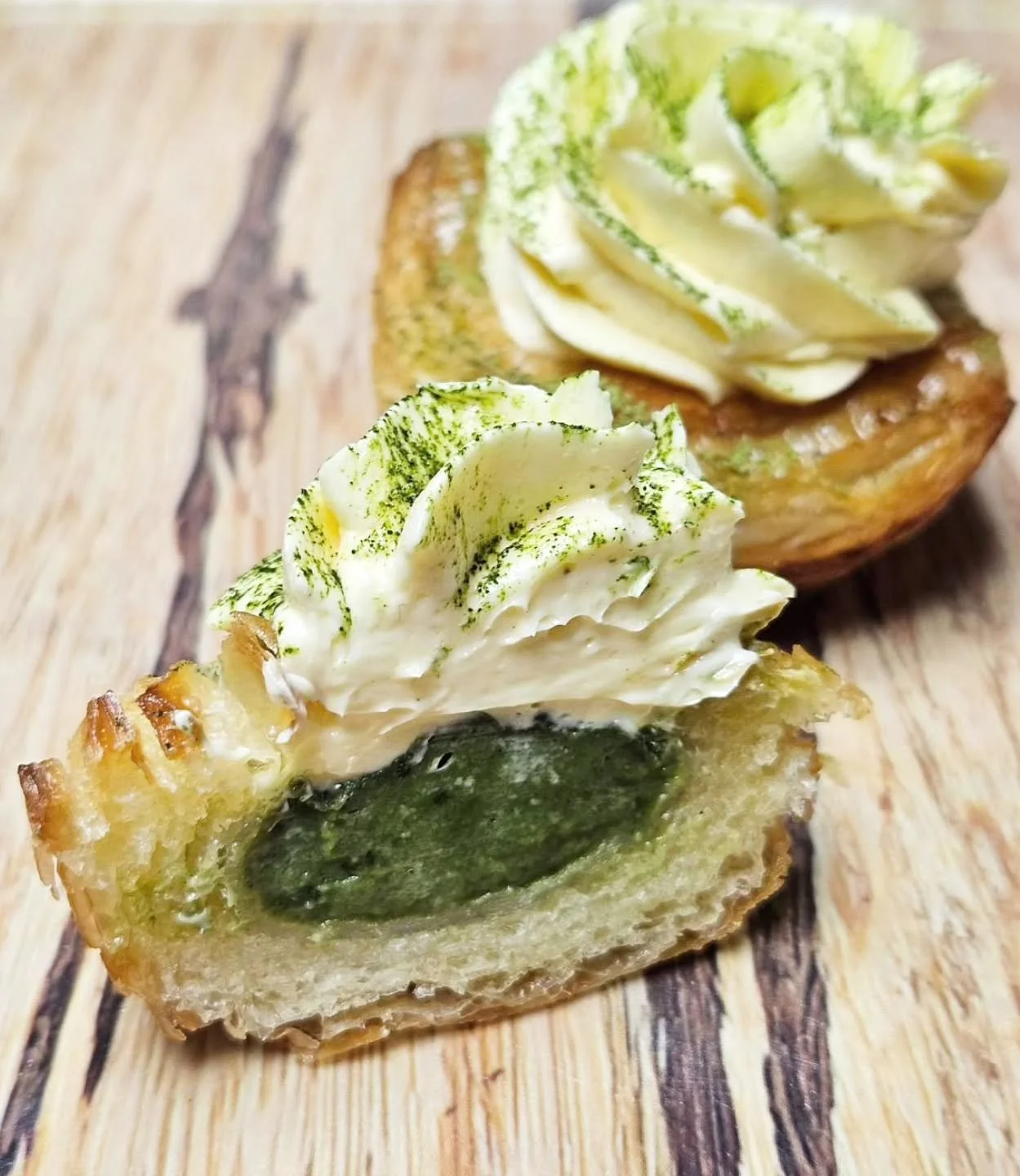 Come visit our DTLA location for our new item!! Mango Matcha Danish-- flaky croissant filled with matcha custard topped with decadent mango cream.

*Available only on weekends!