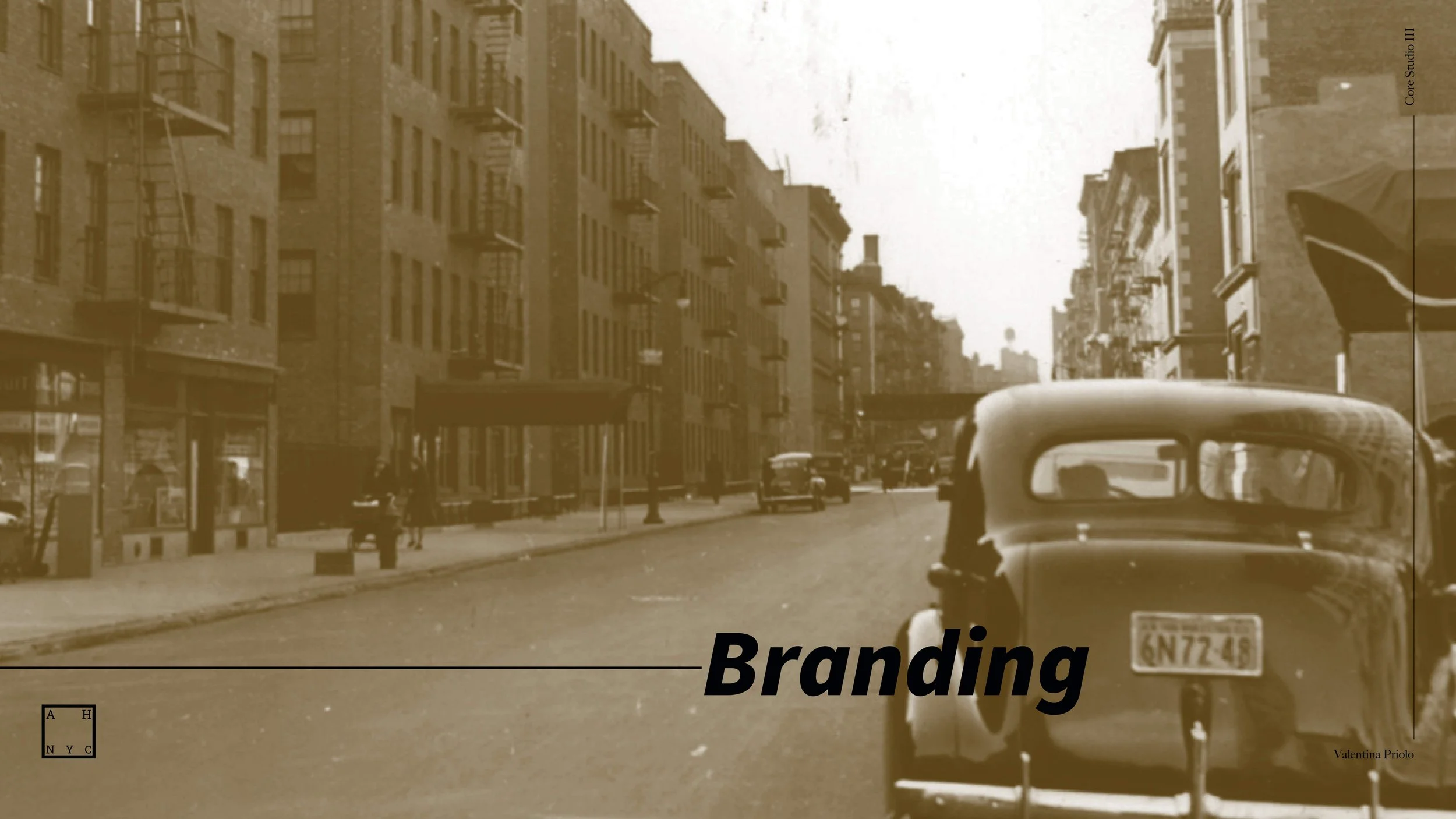 Branding system cover slide for The Affordable Housing New York City exhibition showcasing logo design and brand identity.