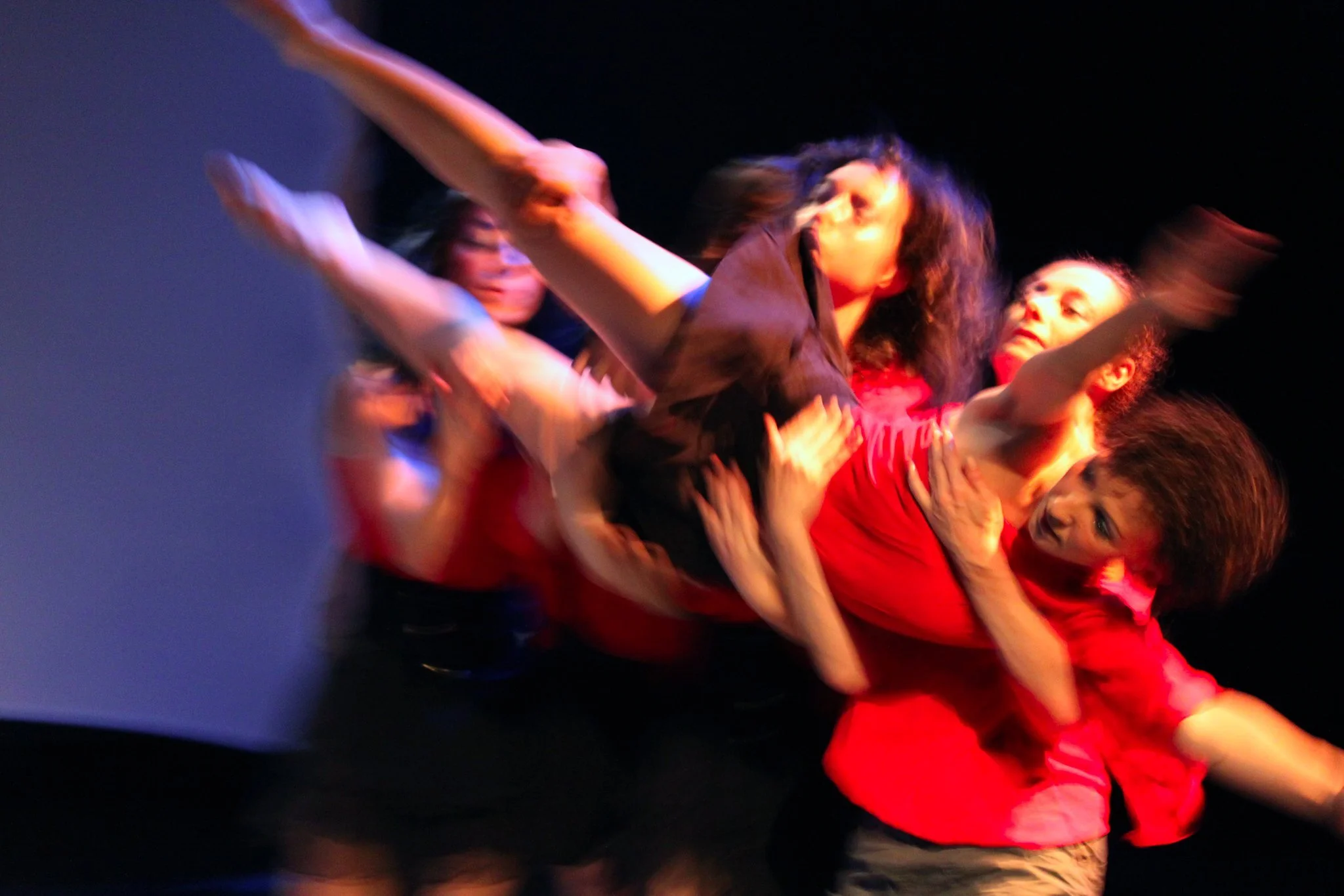 Valentina Priolo held by other performers during a dance show.