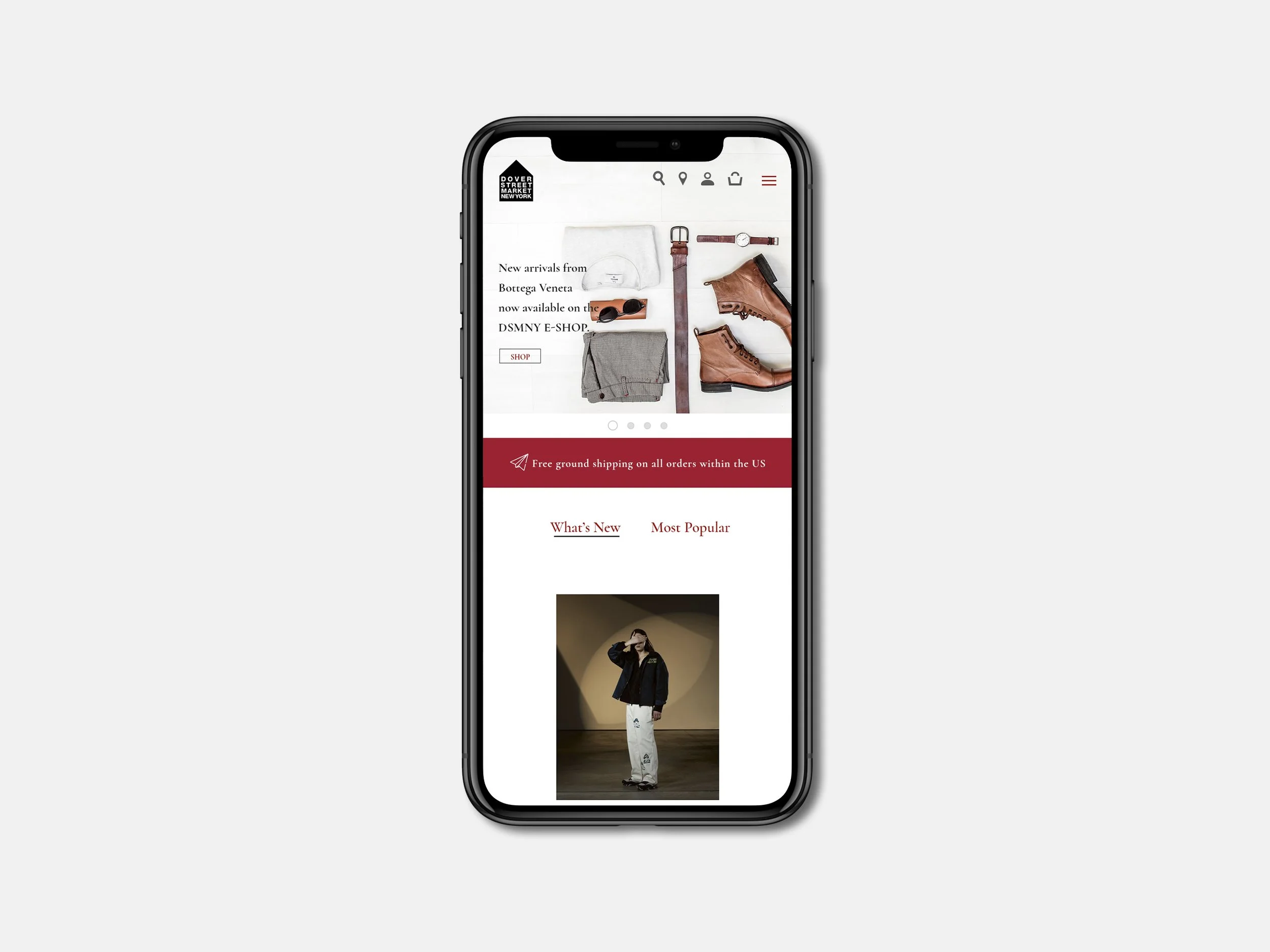 An iPhone displays visually captivating images of e-commerce products, highlighting a revamped store website and underscoring the impactful influence of UX design.