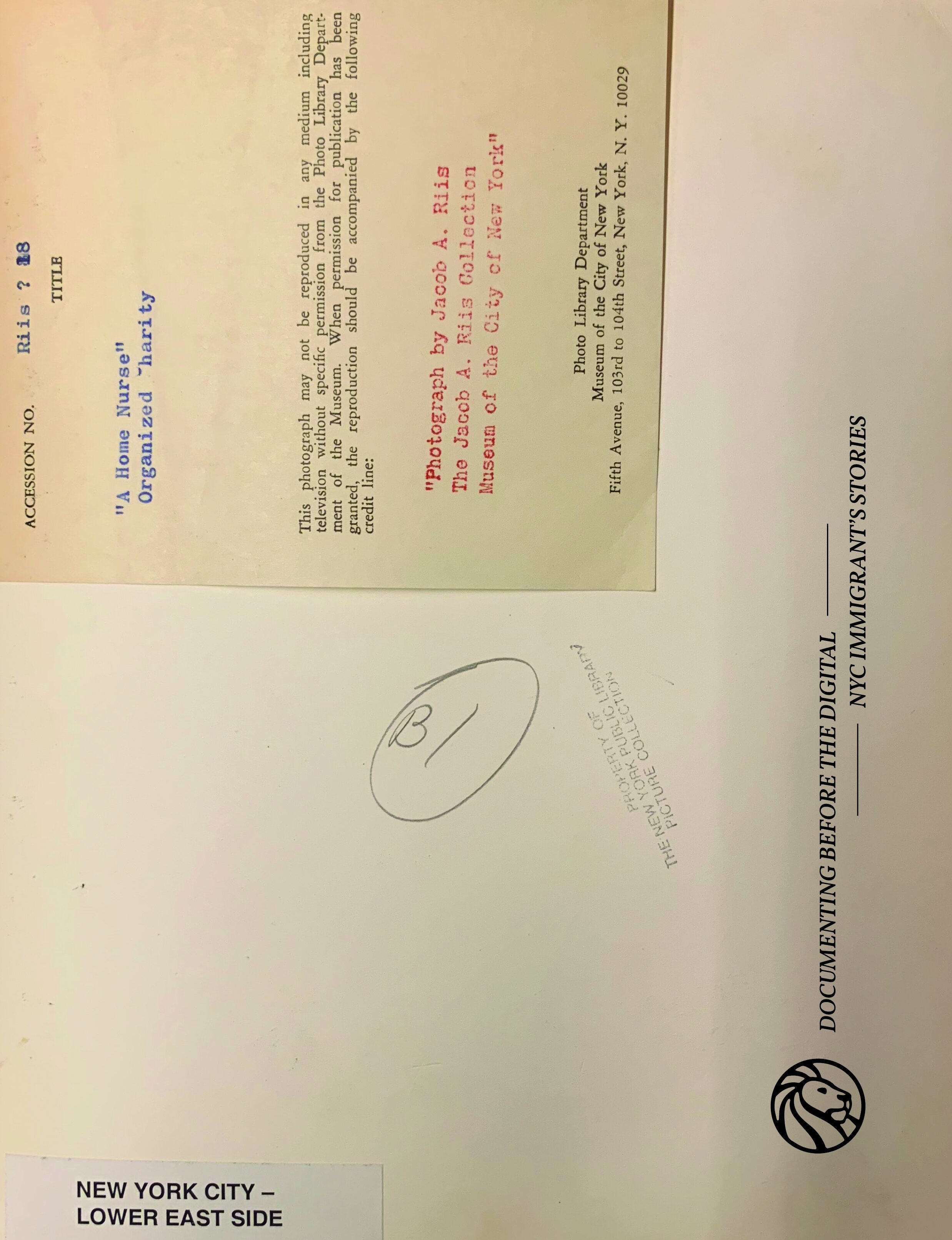 A cover book design created with a photo of a document which is property of The New York Public Library’s Picture Collection.