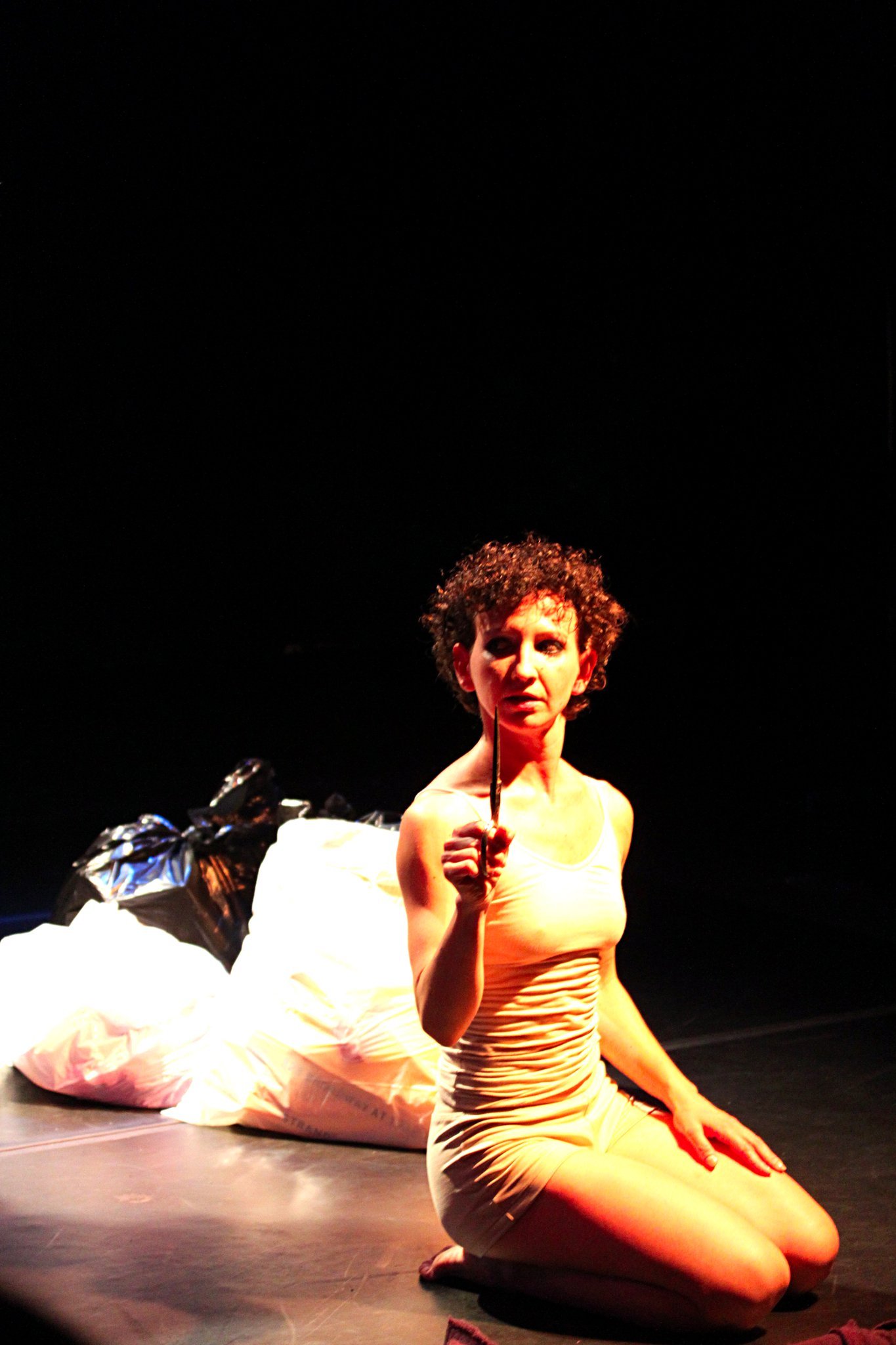 Valentina Priolo performing a dance theater duet named Unbearable in New York City.