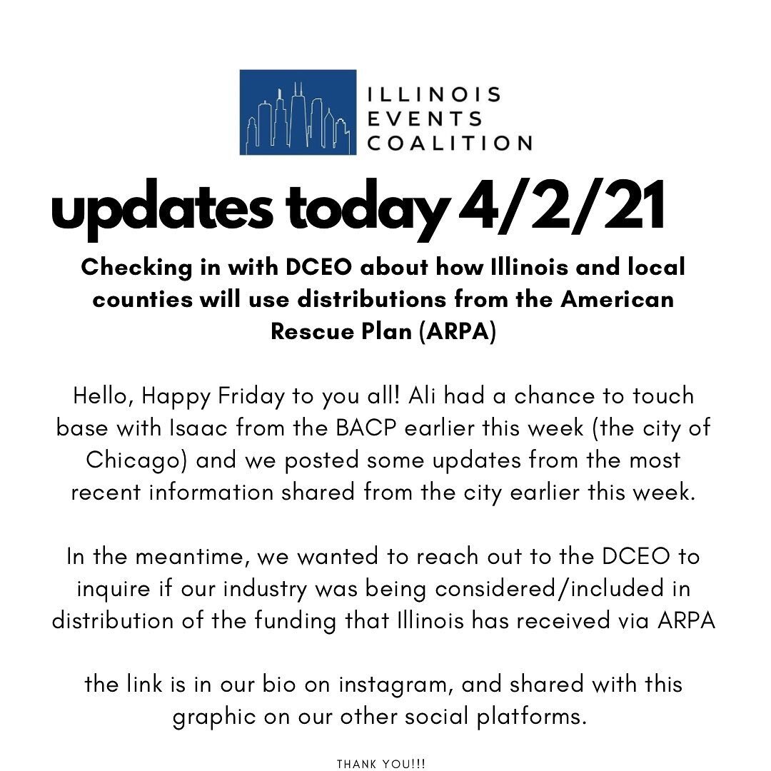 Head to our link in bio for more@on our call with DCEO today! Happy Friday 💙

#saveillinoisevents #chicago #illinois #illinoiswedding #chicagowedding #illinoisevents #chicagoevents #liveeventscoalition