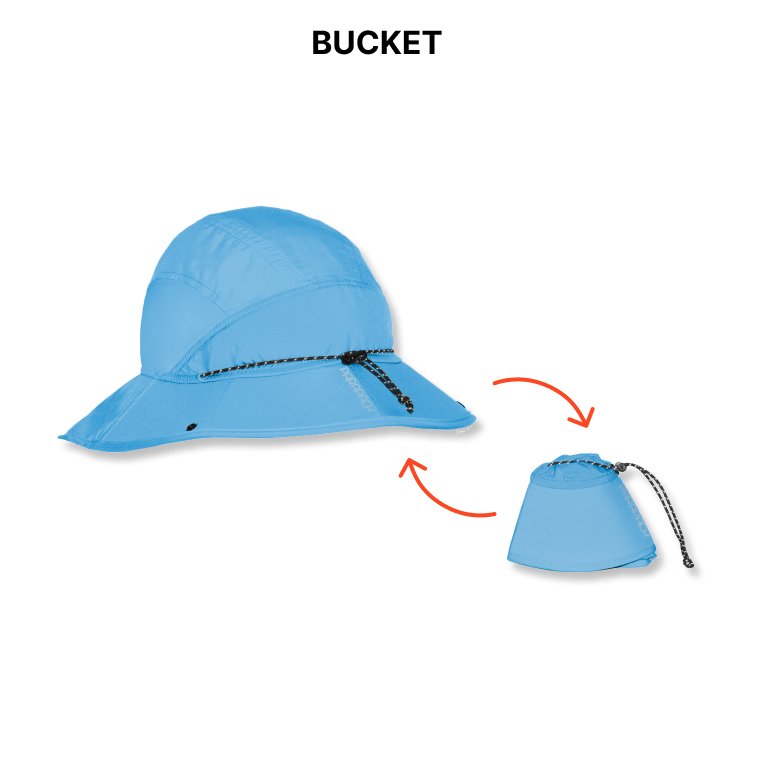 bucket hat, fishing hat, mesh panel, foldable, packable hat, UPF 50, sun protection, quick-dry, recycle material, one-size-fits-most, adjustable fit on adult and children head sizes, unisex