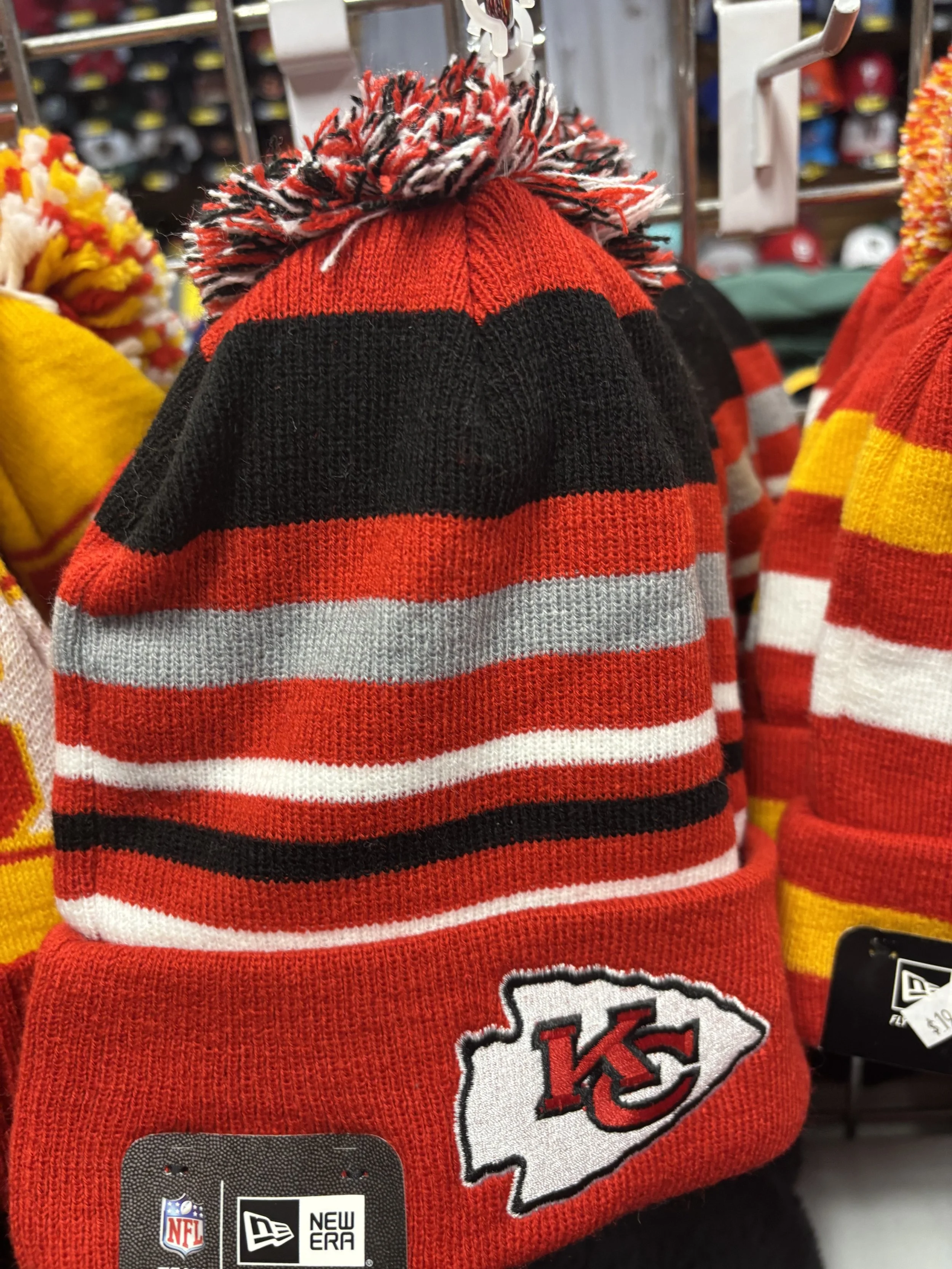 Kansas City Chiefs Mutli-Colored Striped Beanie With Pom