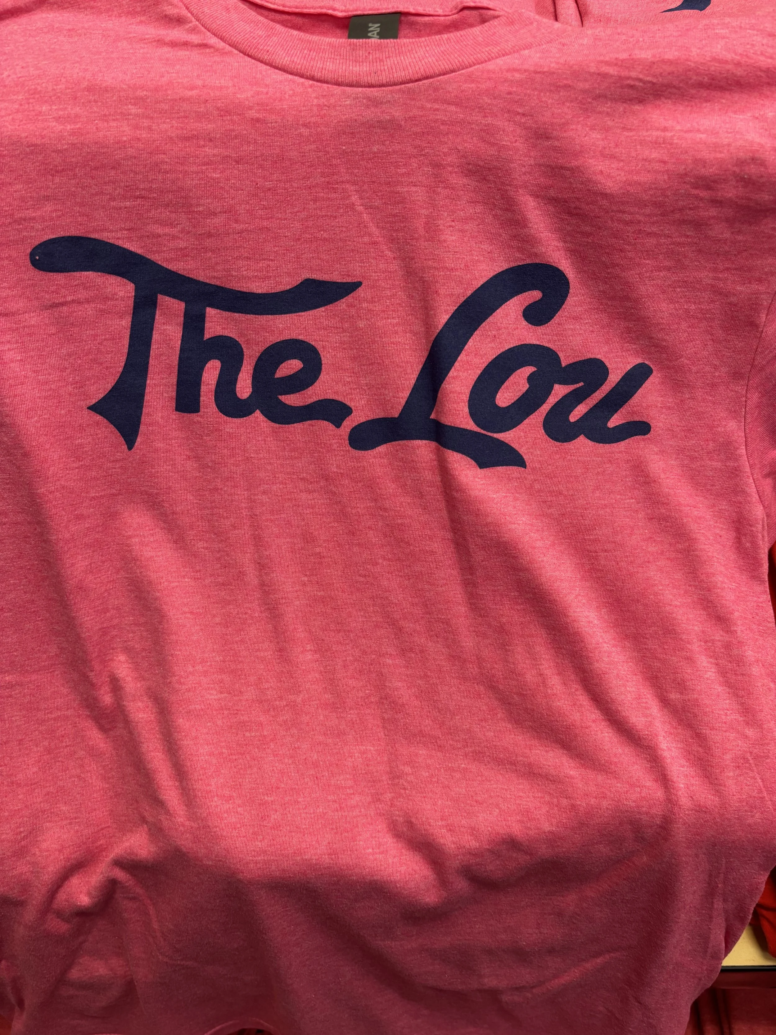The Lou Pink Tee Shirt with Navy Script