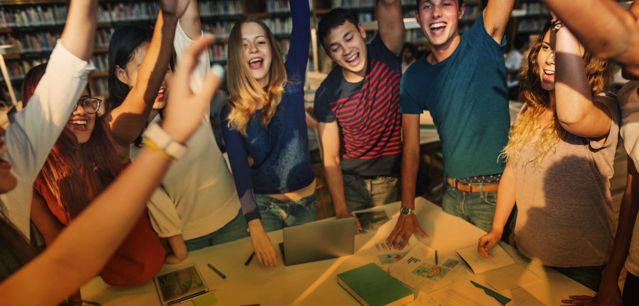 Students participating in an experiential learning activity together.