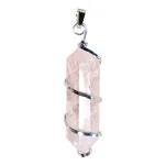 Silver Twist Point Pendant - Rose Quartz