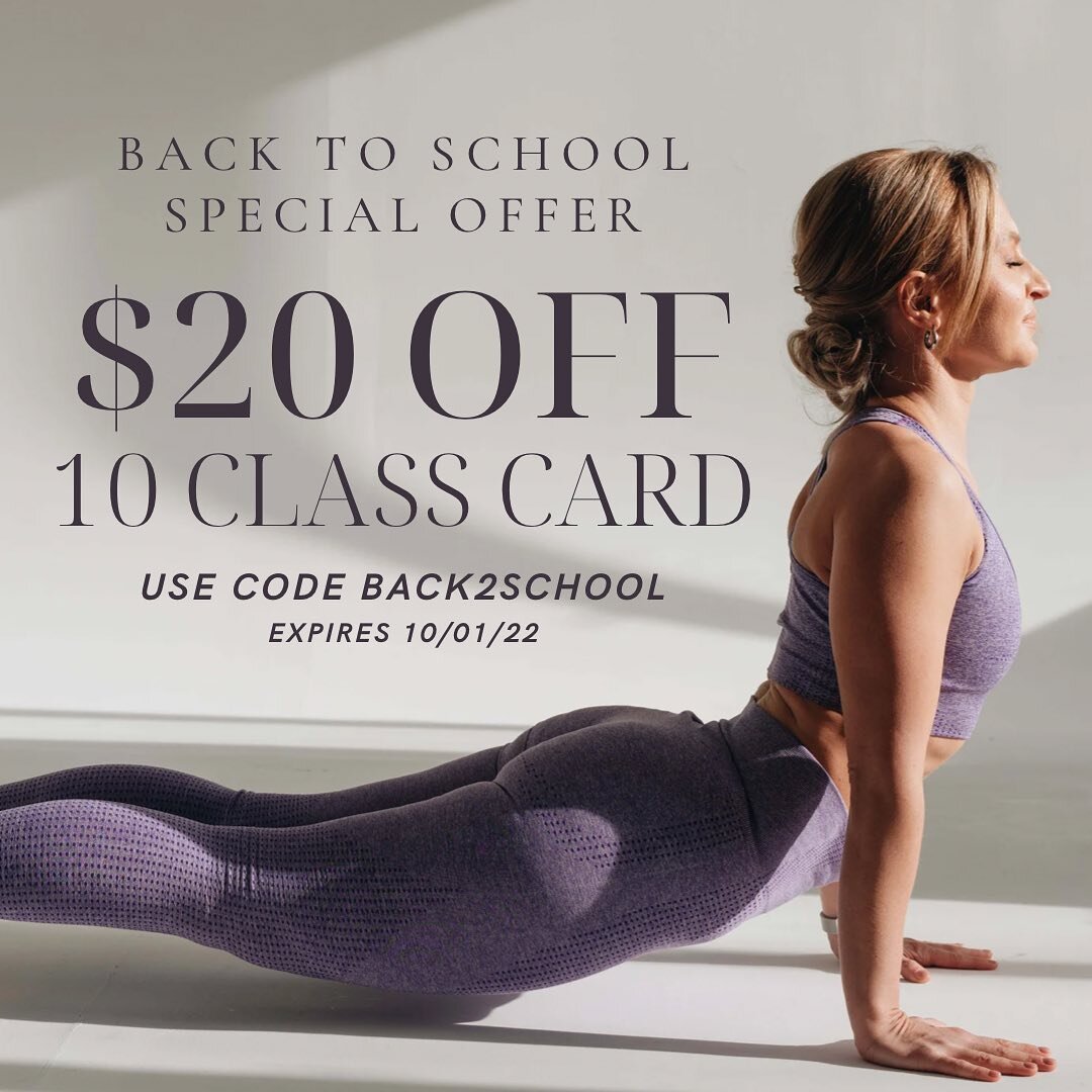 Purchase now and save! Use code BACK2SCHOOL at checkout!

You don&rsquo;t have to wait for your first month to expire or to use up your current class card to get this deal!

*Offer valid through October 1st. One purchase per student. Expires 3 months