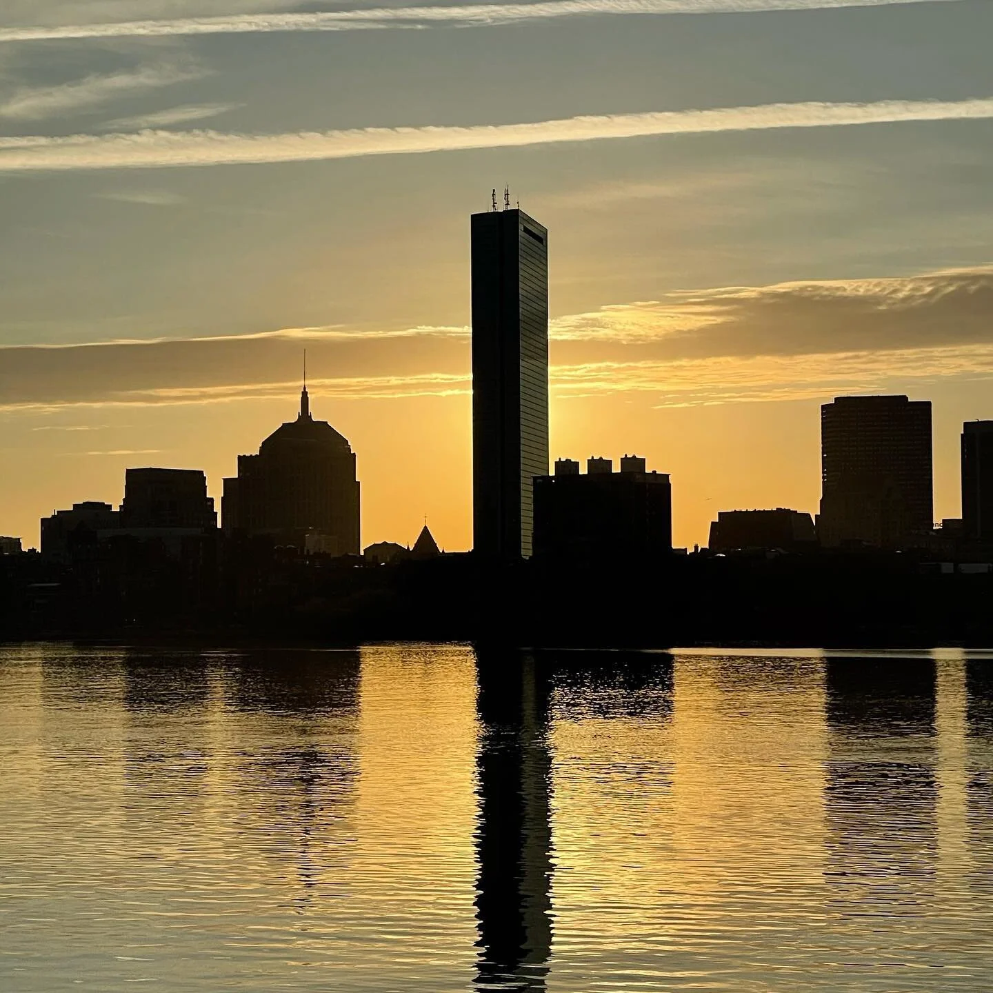 What a morning! I must say... the iphone12 camera is prettttty pretttttyyyy good. #boston #charlesriver #johnhancock #sunrise