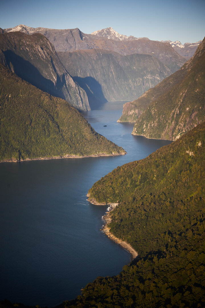 Looking down the entrance into Milford Sound