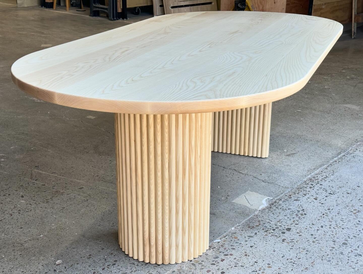Just packed up this modified version of our &lsquo;Sicily&rsquo; dining table. In solid Ash.
Slight change features half rounded fluted pedestals, paired with our racetrack tabletop.
Dimensions- 86x42&rdquo; x29.5&rdquo;
What do you guys think?
&mdas