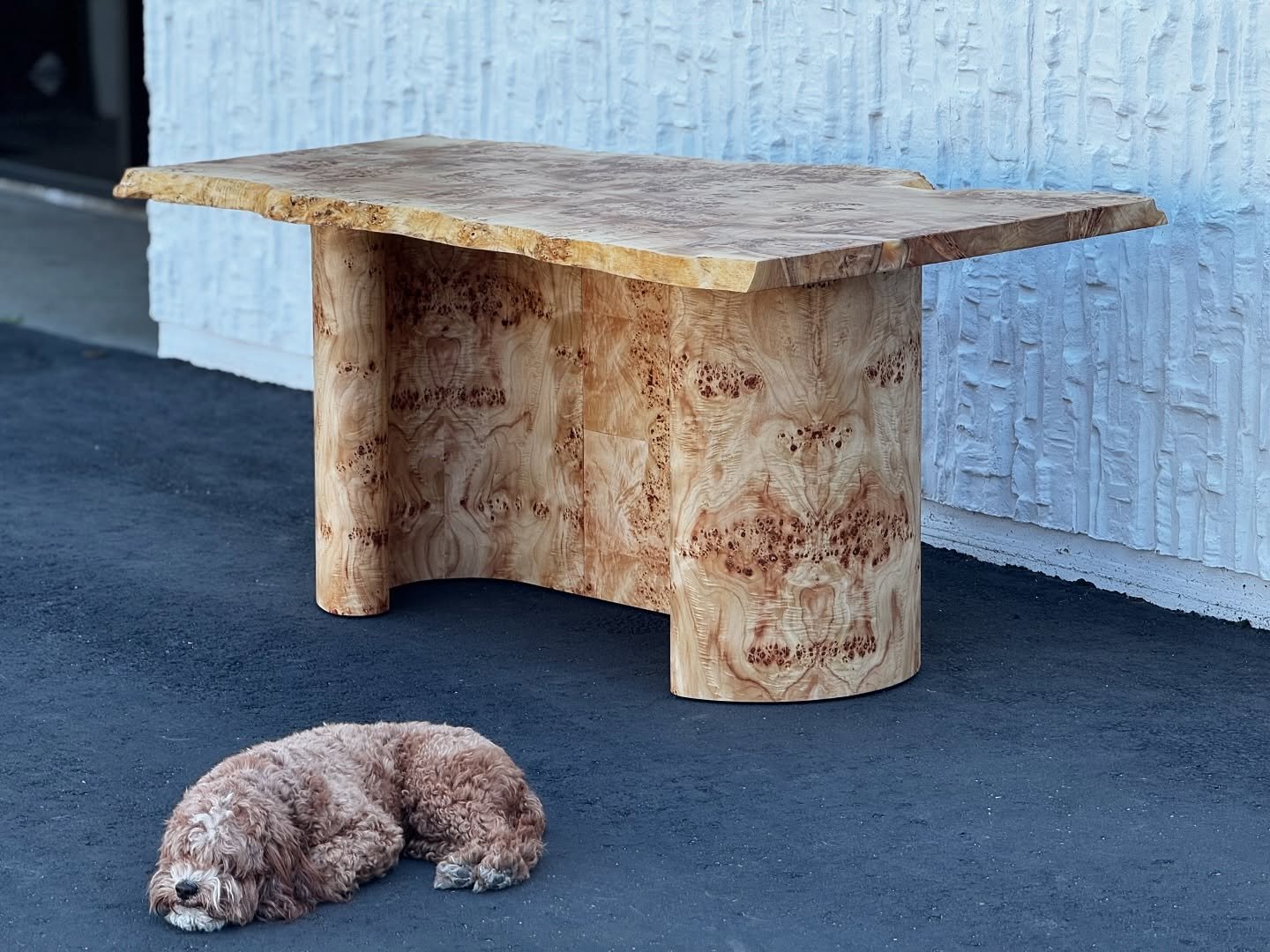 Mappa Burl desk. Featuring our shop dog Remy.
First time using Mappa on a base. The grain flow on this piece is amazing! Truly one of a kind.
Always love getting the change to use Mappa Burl. This piece was sourced from @rusticlumberstore.
We used so