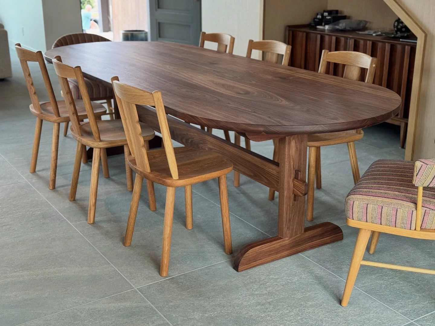 New style! 
We finished this version up before the Oak one we just posted.
Love this new style and all the details that go into the base joinery.
This one was 108x42&rdquo;x30&rdquo;
&mdash;&mdash;&mdash;
Visit or website or DM to inquire. All styles