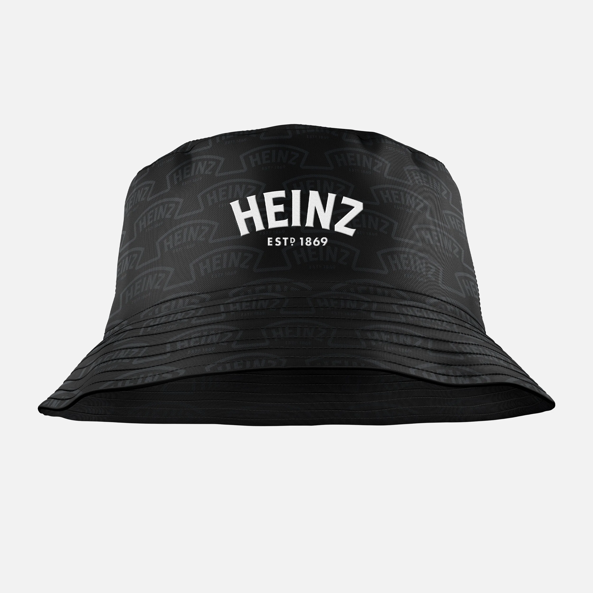 Black bucket hat with 'Heinz ESTP 1869' text.