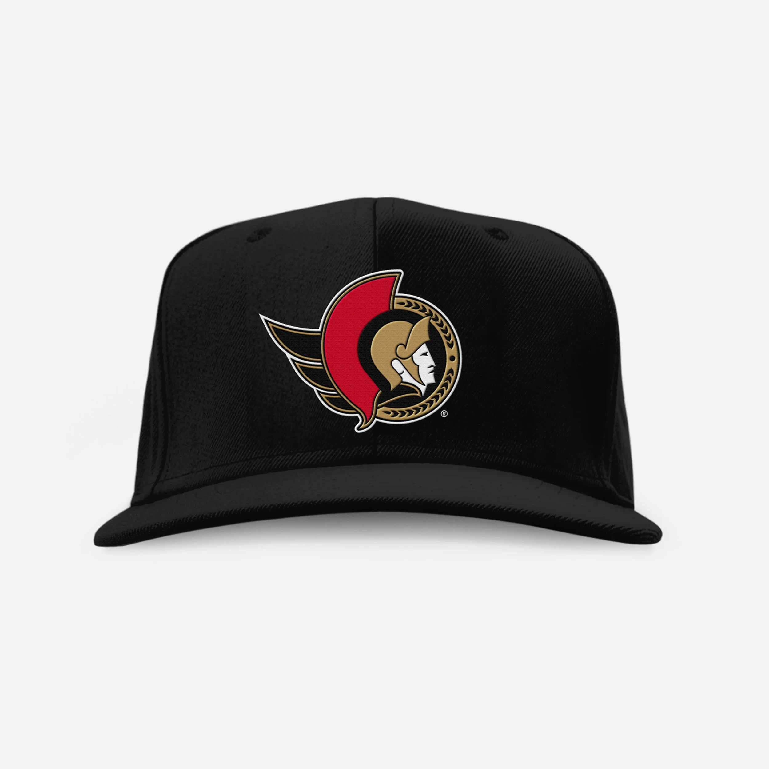 Black baseball cap with a sports team logo in red, gold, and white.