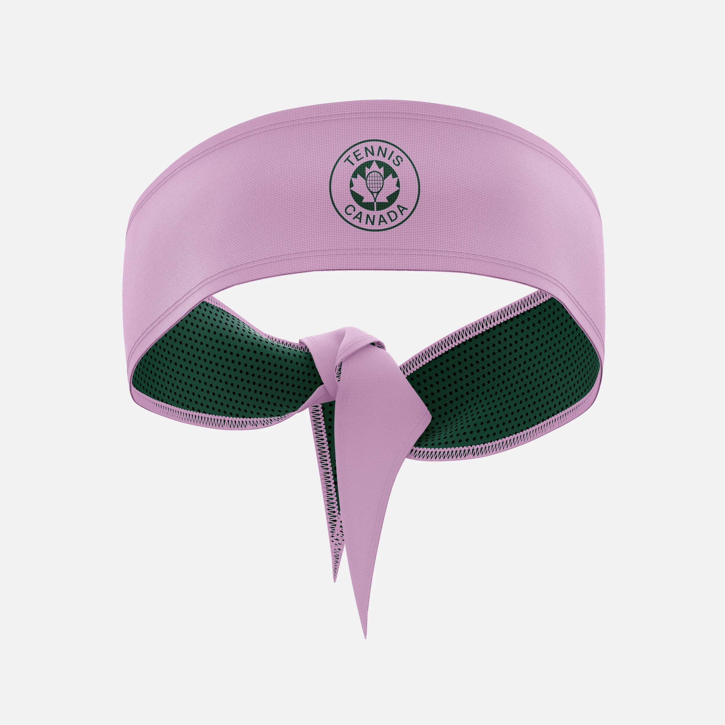 Pink tennis visor with green mesh interior and a black 'Tennis Canada' logo on the front.