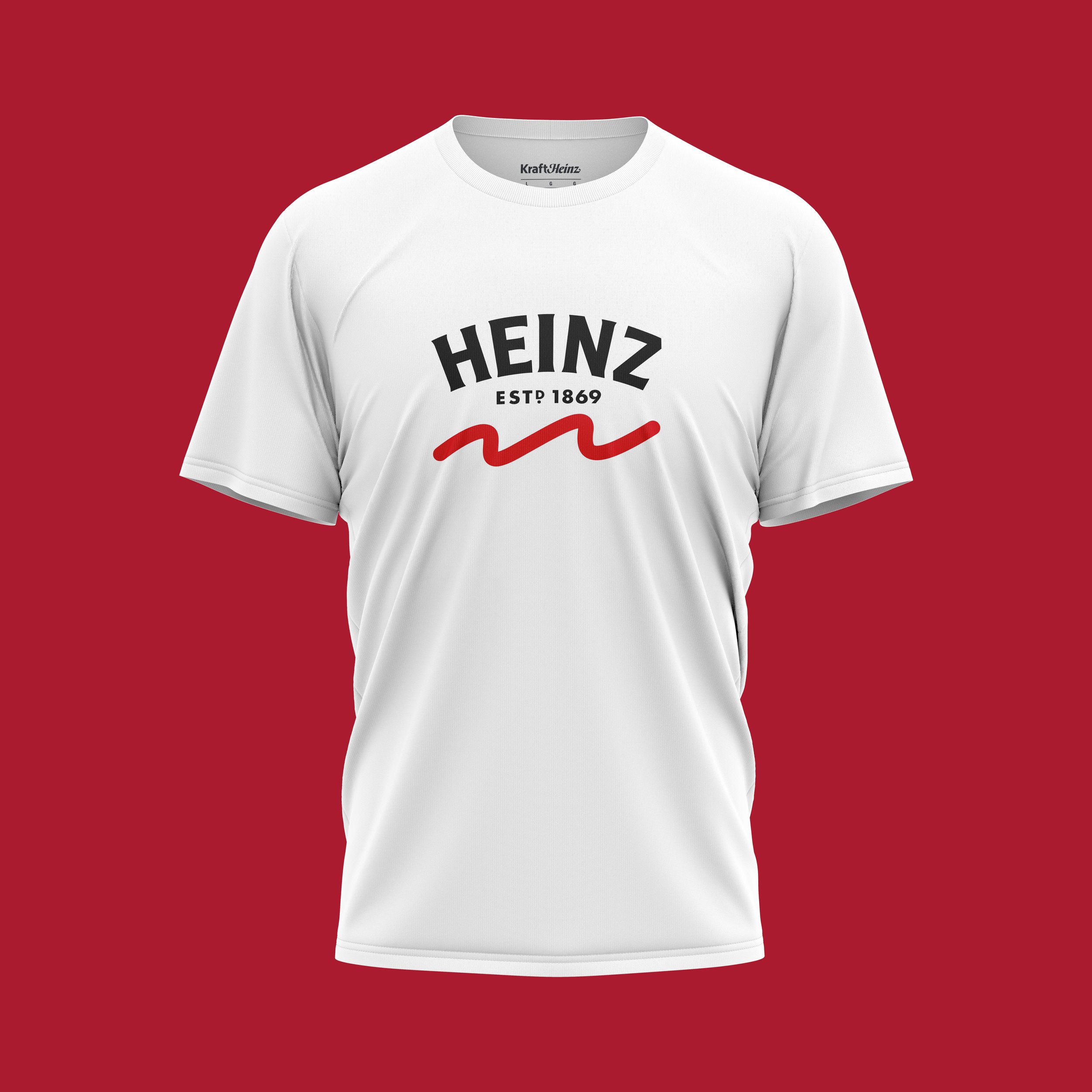 White T-shirt with "HEINZ ESTP 1869" logo on red background.