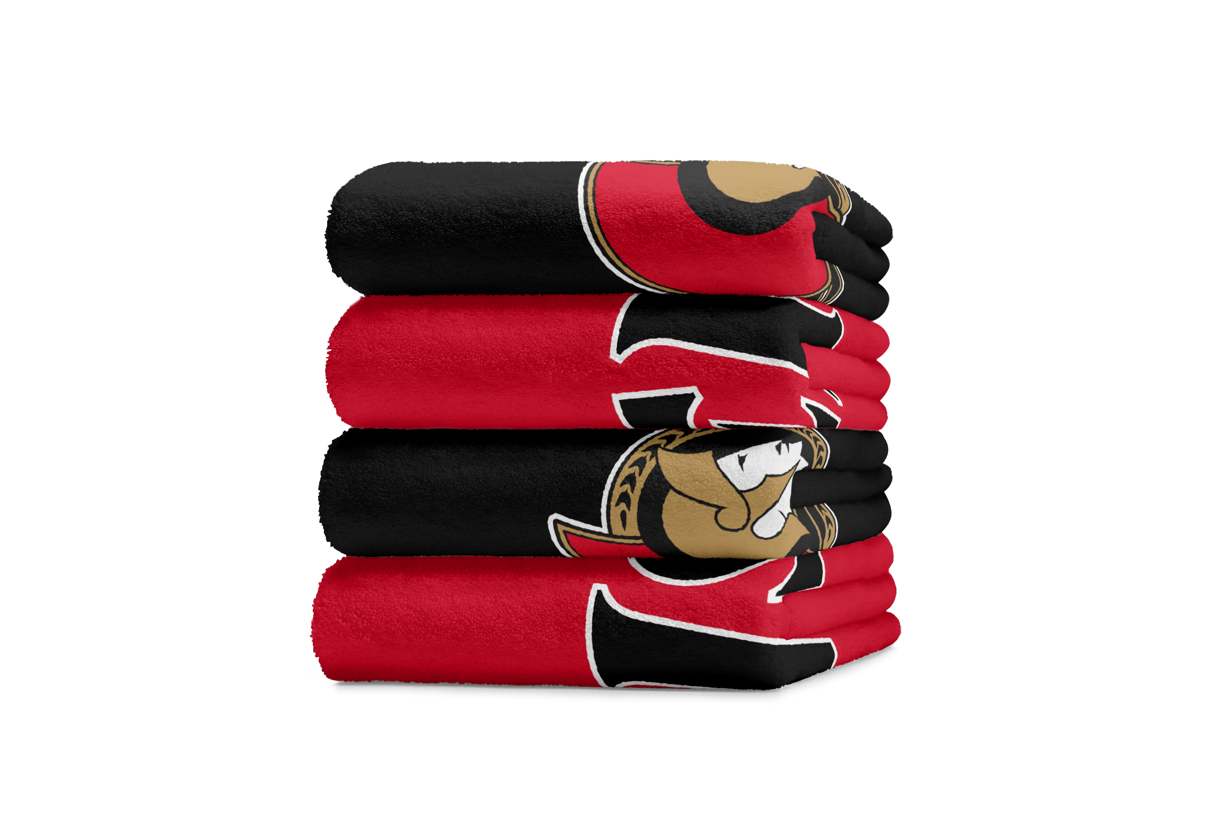 Stacked folded sports socks with the Tampa Bay Buccaneers logo and colors.